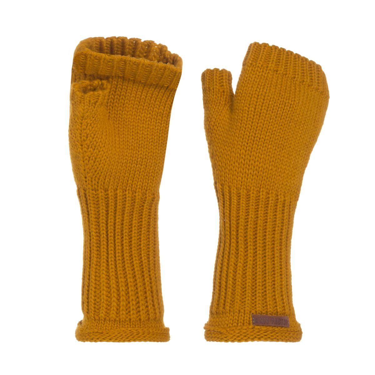Knit Factory Strickhandschuhe Cleo Handschuhe One Size Glatt Gelb Handschuhe Handstulpen Handschuhe ihne Finger Ocker