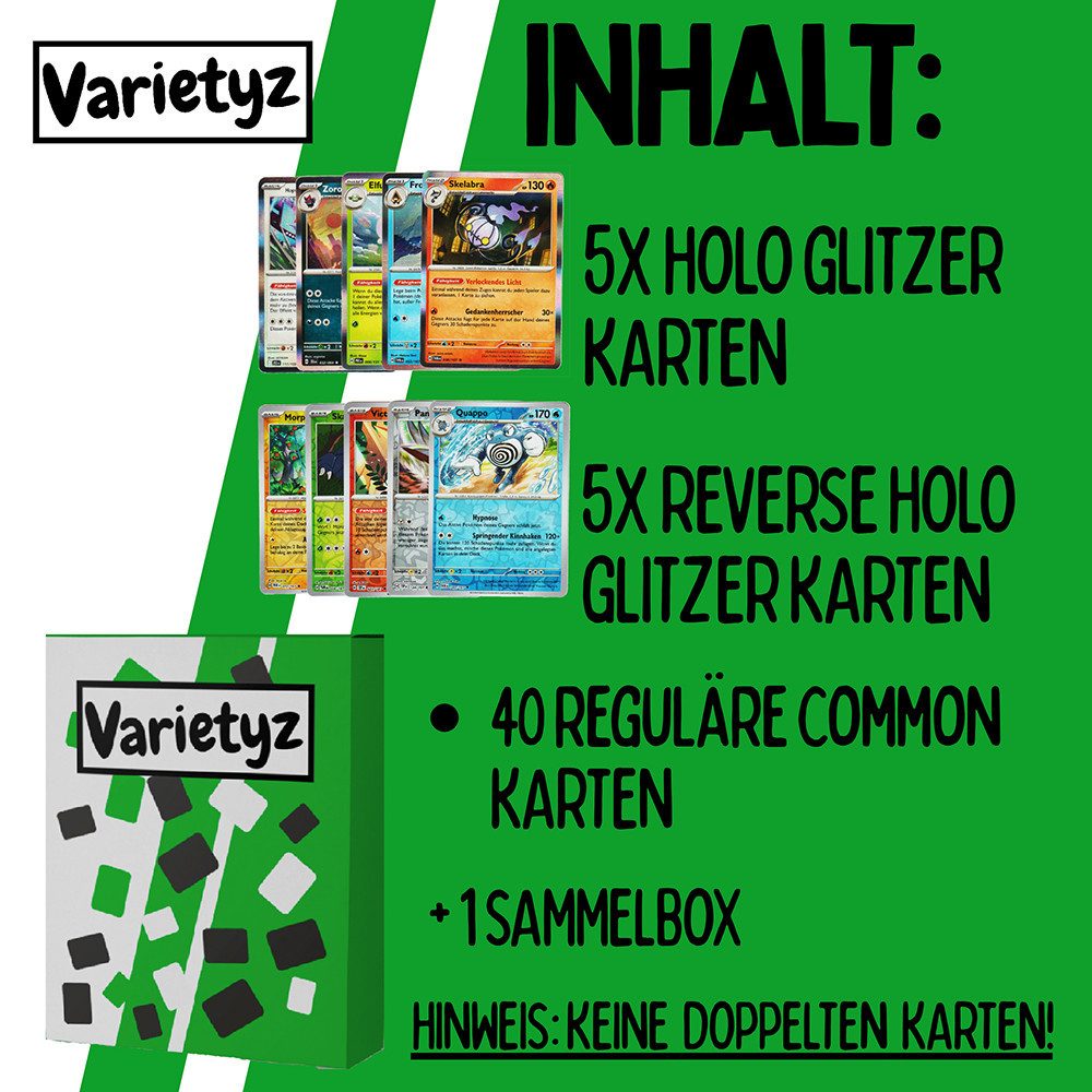 Varietyz Sammelkarte 50 verschiedene Pokemon Karten Deutsch Original Karten Set