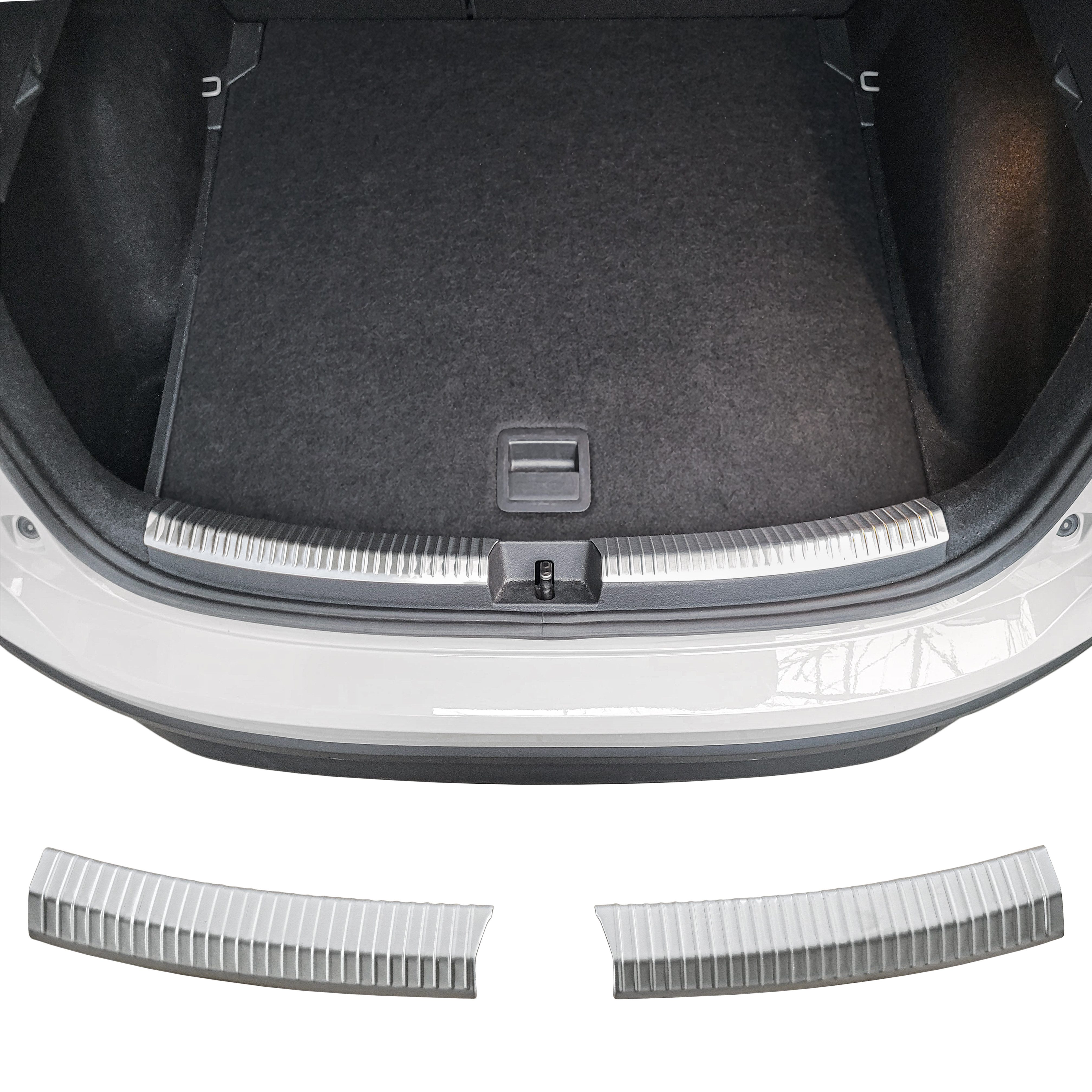 RECAMBO Ladekantenschutz für VW Taigo, Typ CS, BJ ab 2021> Stoßstangenschutz, V2A rostfrei, Exklusive Optik, praktischer Schutz & perfekte Passform