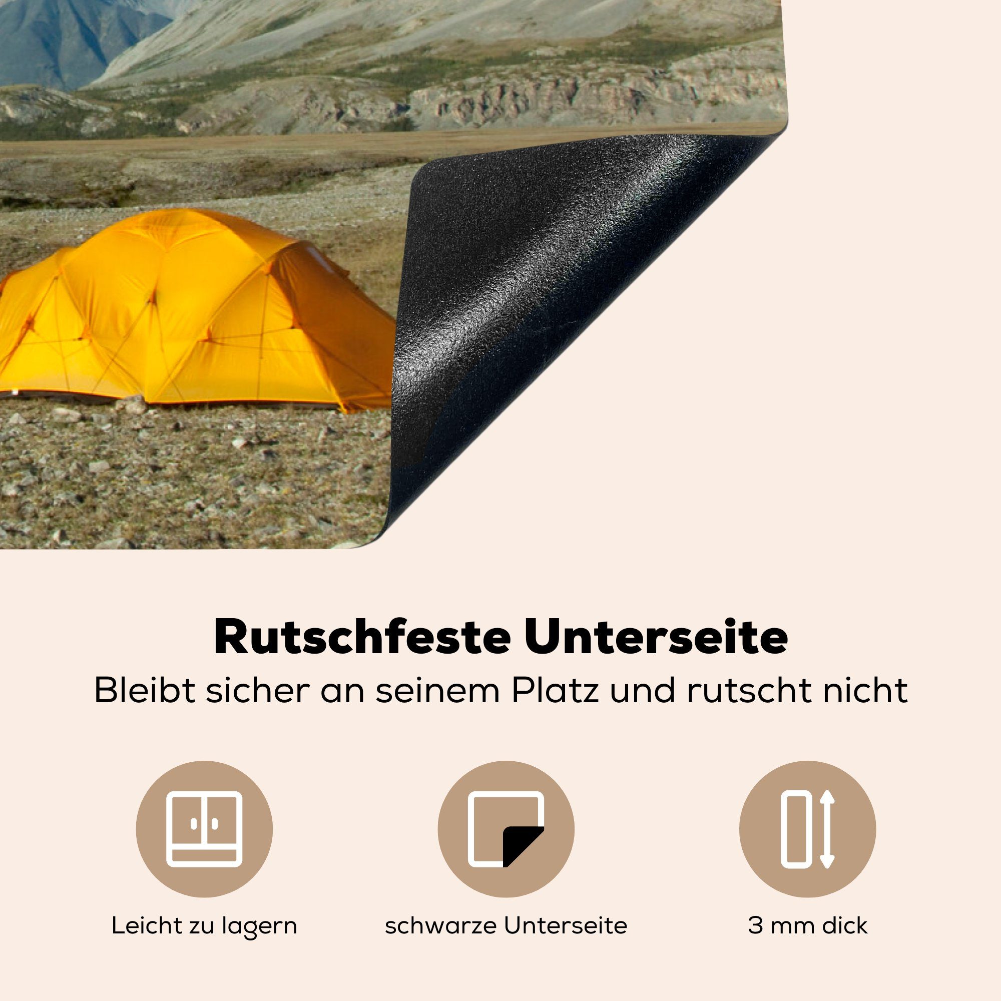 Zelt in der 81x52 Vinyl, Herdblende-/Abdeckplatte Induktionskochfeld Schutz Ceranfeldabdeckung küche, Tundra, cm, die tlg), (1 für MuchoWow Gelbes