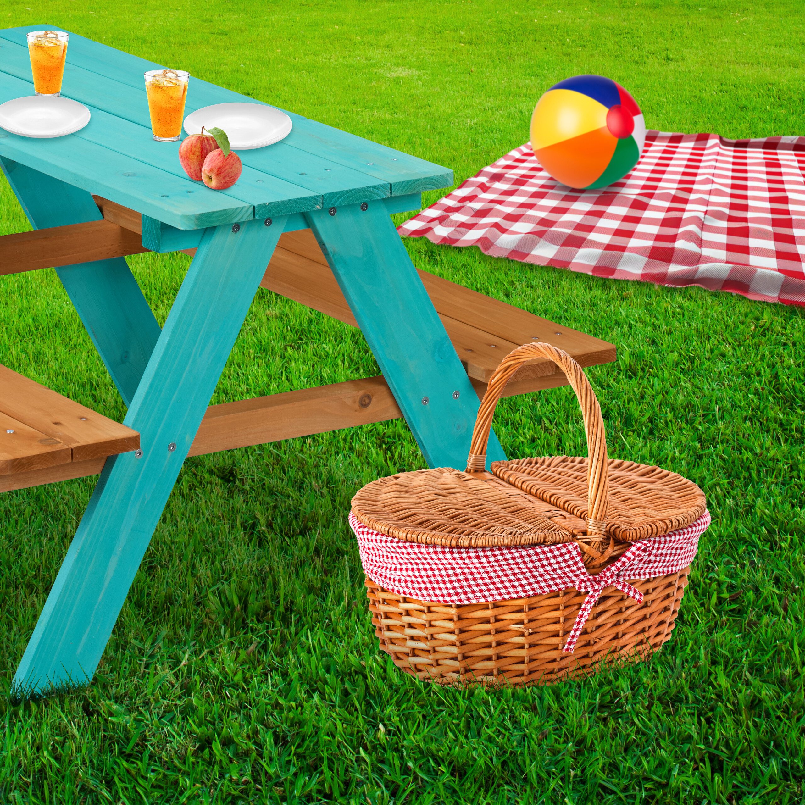relaxdays Garten-Kindersitzgruppe Kindersitzgarnitur aus Holz, Blau günstig online kaufen