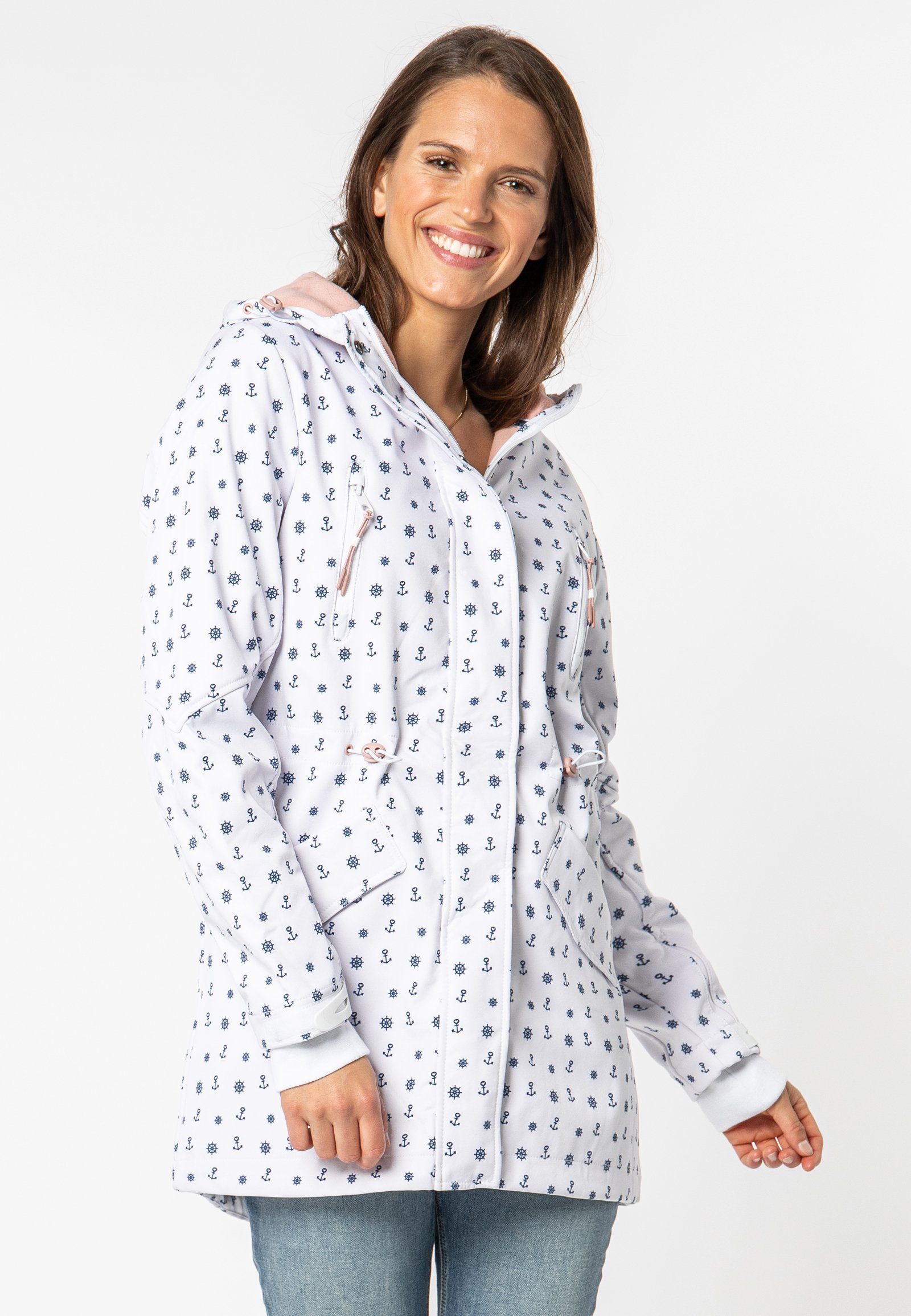 SUBLEVEL Softshelljacke Softshelljacke mit Allover Print Punkte- oder Ankermuster