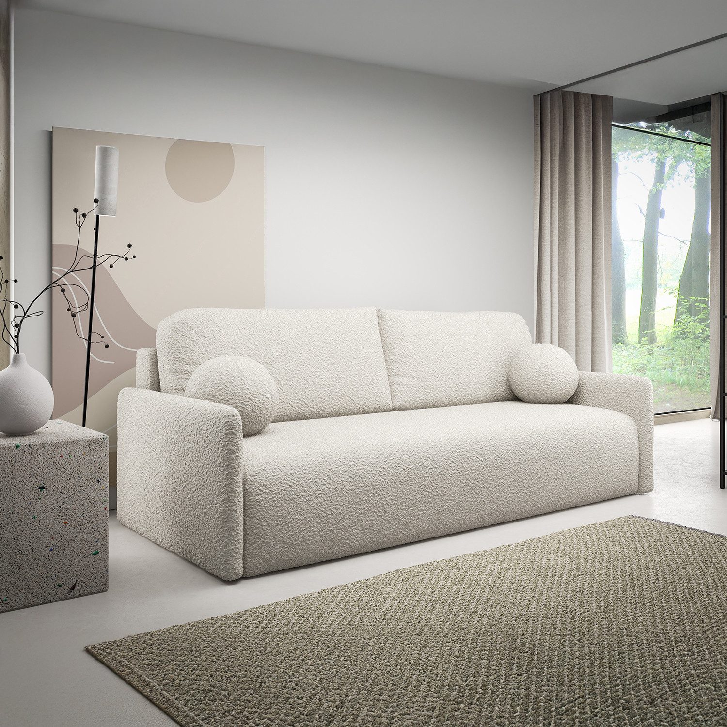 Björn&Schiller Sofa Schlafsofa mit Bettkasten, 206x 95x87cm, 3 Sitzer, pflegeleicht Bezug, bequemes Sofa mit Schlaffunktion für Wohnzimmer, Schlafcouch