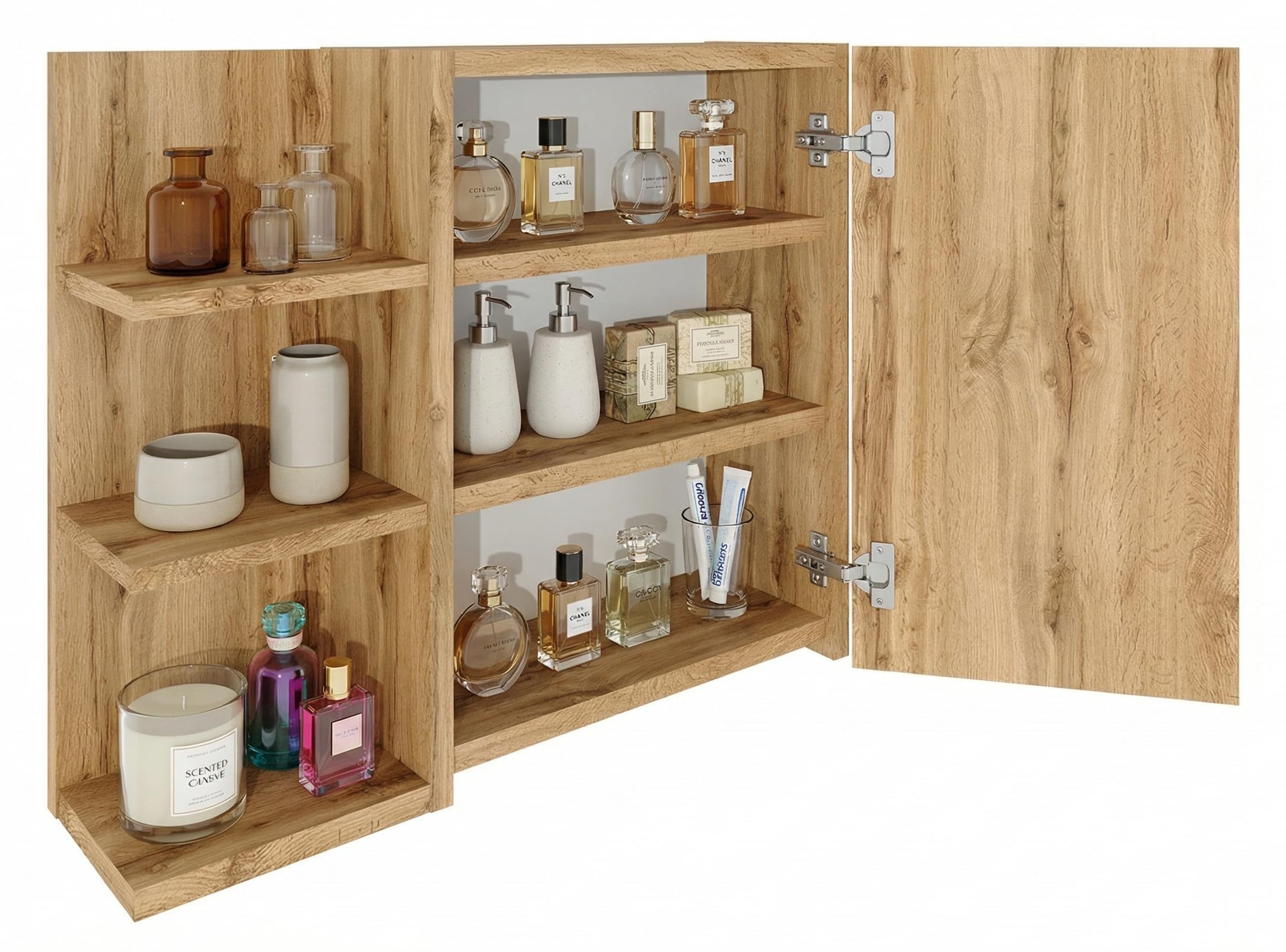 TREND WERK Spiegelschrank Badezimmer mit Ablage & Stauraum (59×16×50 cm Hängender Badezimmerschrank zur Wandmontage mit Regal) – modern & pflegeleicht – Bild 3 von 5