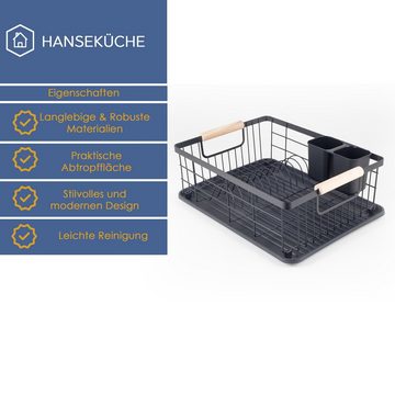 Hanseküche Geschirrständer Abtropfgestell Schwarz Matt, Zubehör für Küche oder Spüle, Langlebig, modern, praktisch