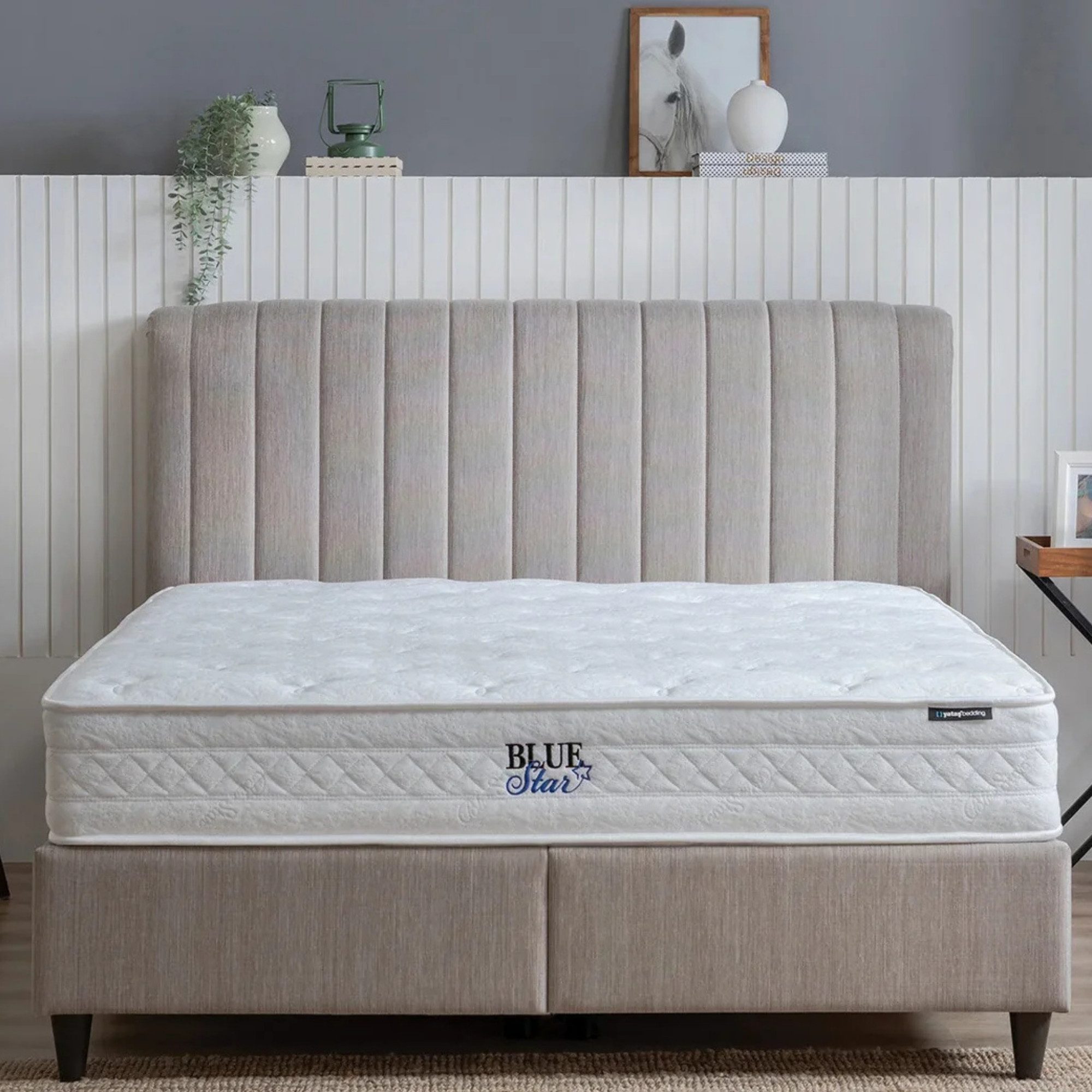 Pointhome Boxspringbett Set, Yatas Bedding, Schlafzimmerbett, Taschenfederkern, Härtegrad H4 (1 x H4 Rollmatratze, 2 x Bettkasten, 1 x Bettkopfteil), Doppelseitige Rollmatratze, Doppelbett, Matratzenhöhe: 25 cm