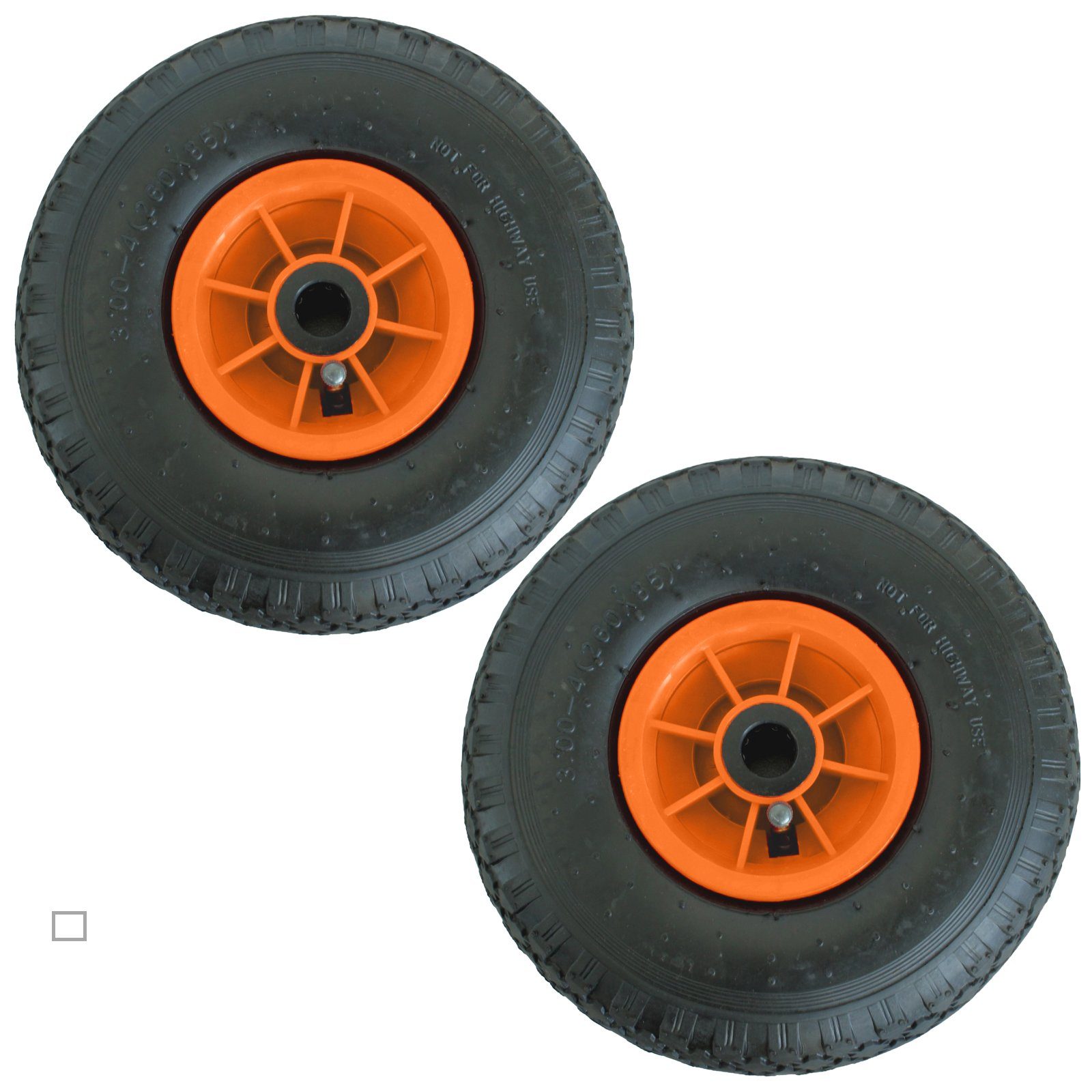 Sackkarren-Rad 2x Sackkarrenrad Luftrad 260x85 3.00-4 Achlänge 75 mm 4PR Lagen mit