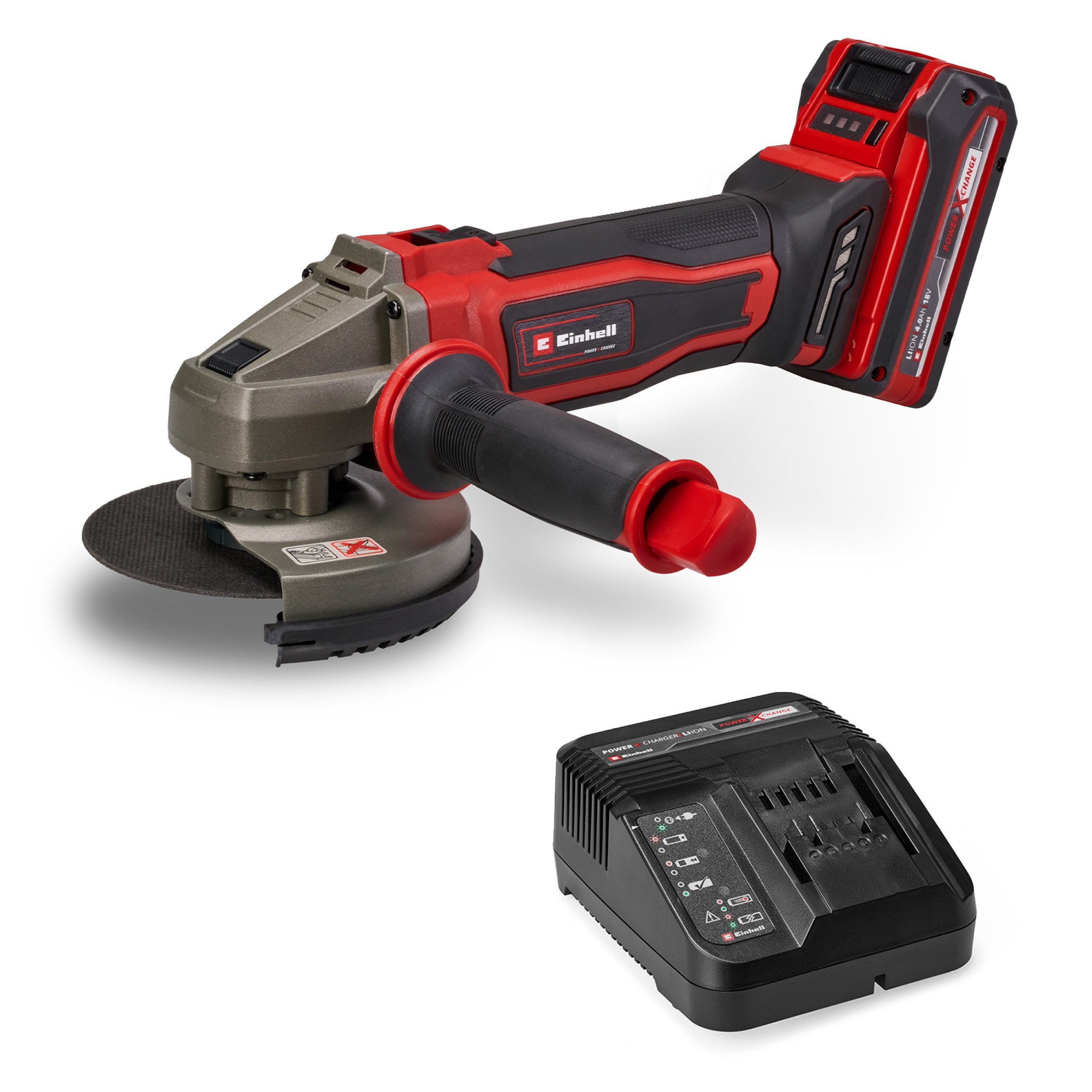 Einhell Akku-Winkelschleifer TE-AG 18/125-2 Li (1x 4,0 Ah), (Set), inkl. 4,0 Ah Akku und Ladegerät