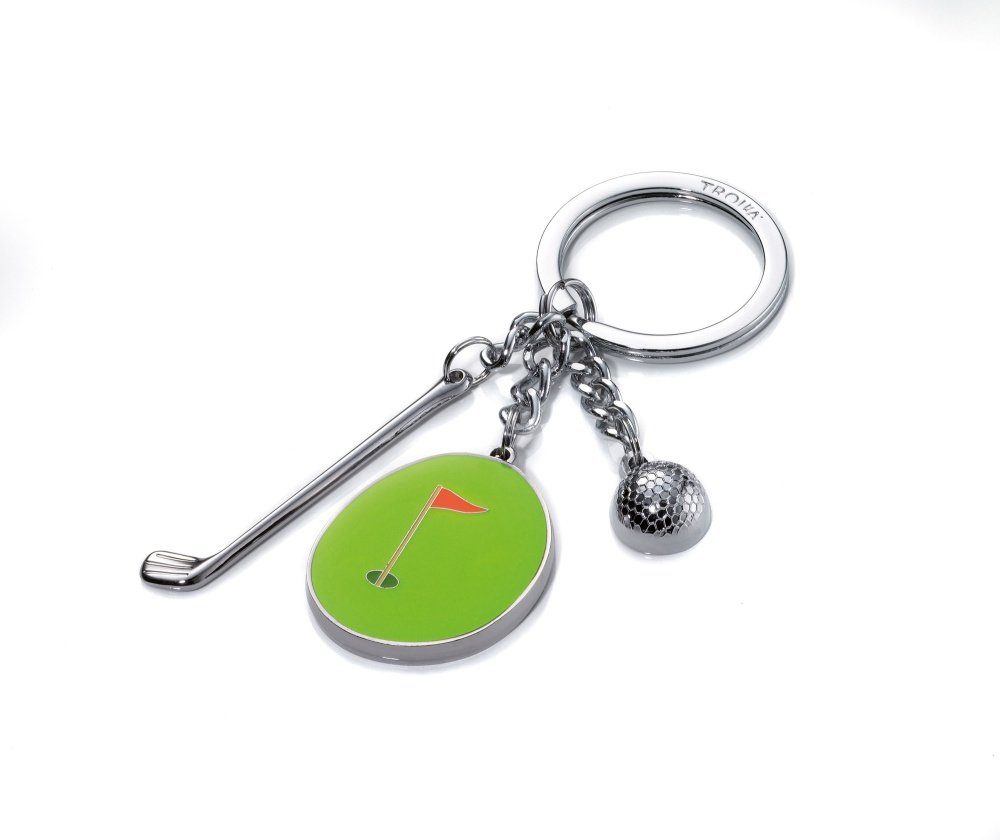 TROIKA Schlüsselanhänger Schlüsselanhänger mit 3 typischen Golf-Anhängern HOLE IN ONE