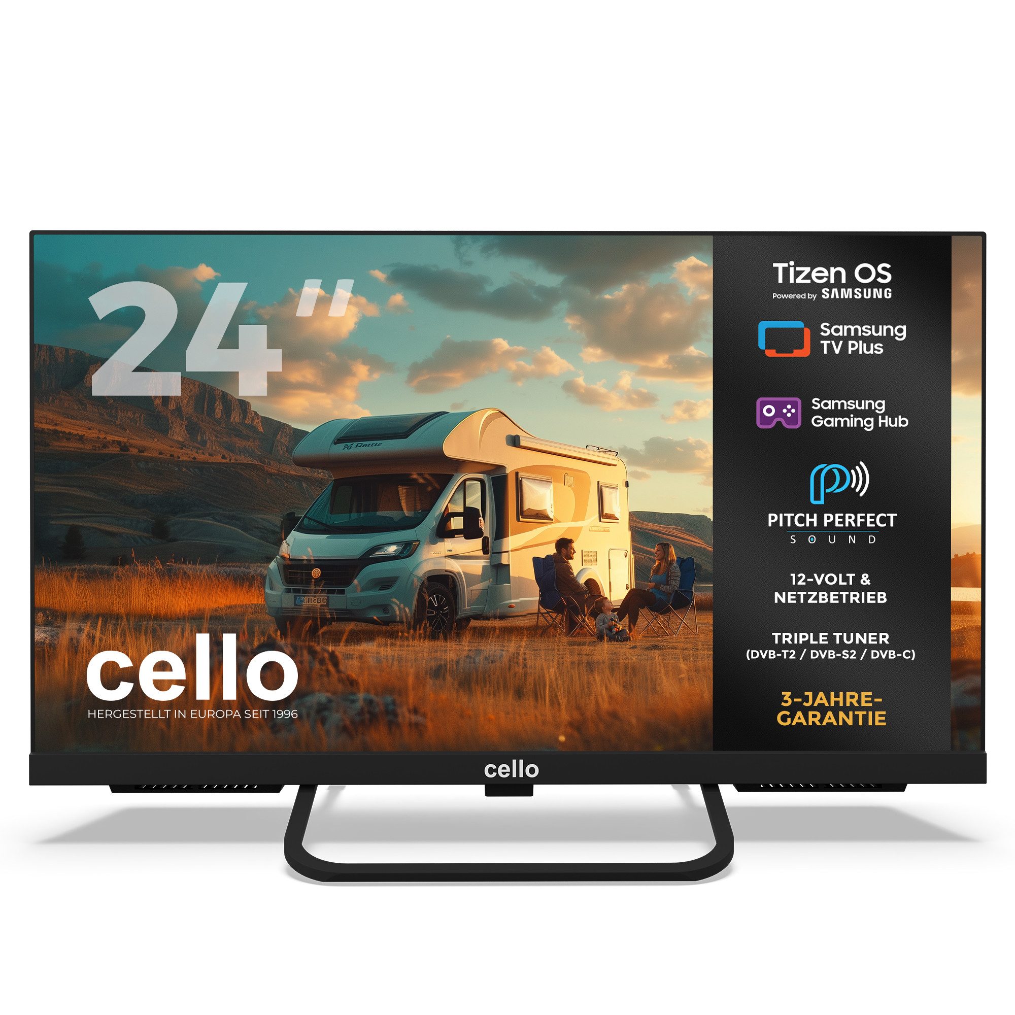 Cello CTrav-24TZ LED-Fernseher (60,96 cm/24 Zoll, 4K Ultra HD, Smart-TV, Pitch Perfect Sound, Triple Tuner, Wifi)