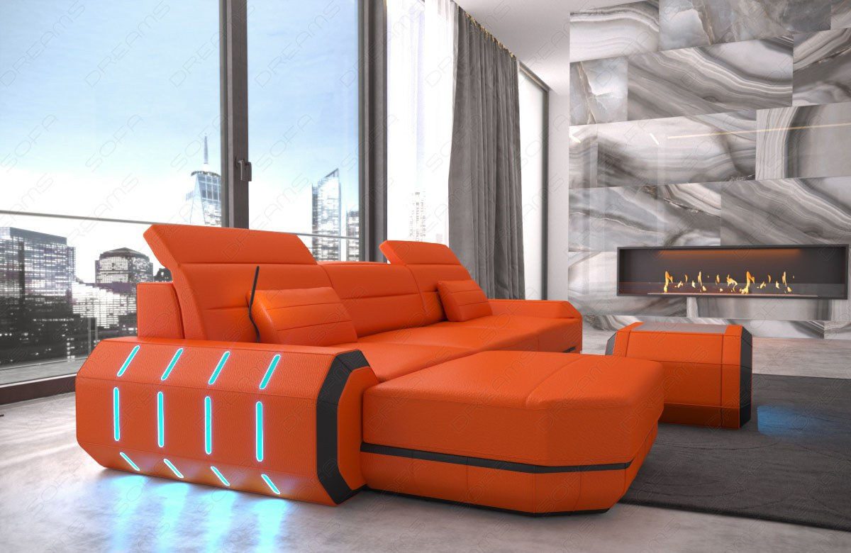 Sofa Dreams Ecksofa Ledersofa Roma L Form Mini, Designersofa