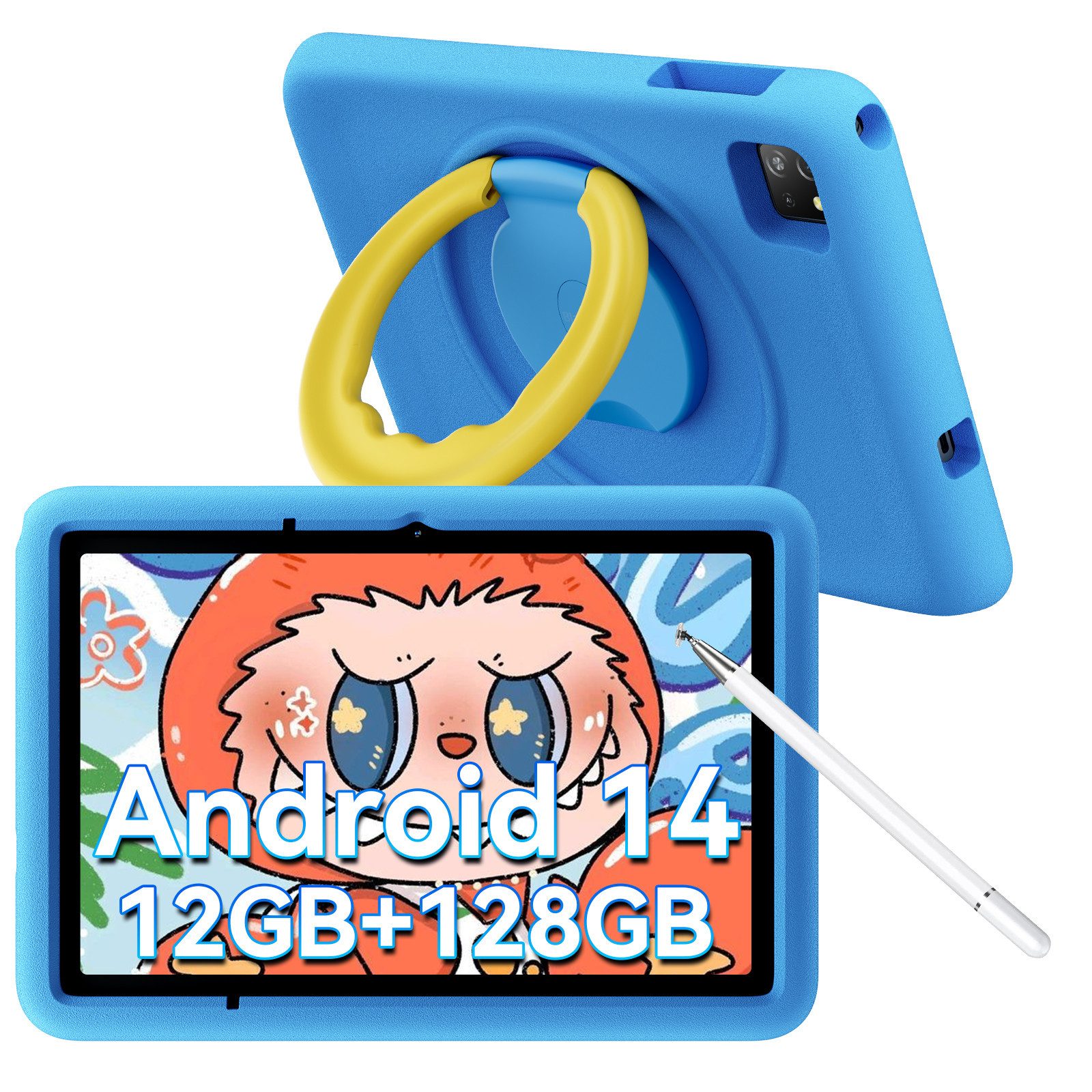 blackview Tab A6Kids(4+128) incl. Stift, Hülle Tablet (10.1", 128 GB, Kinder-Modus, HD+, Android 14)