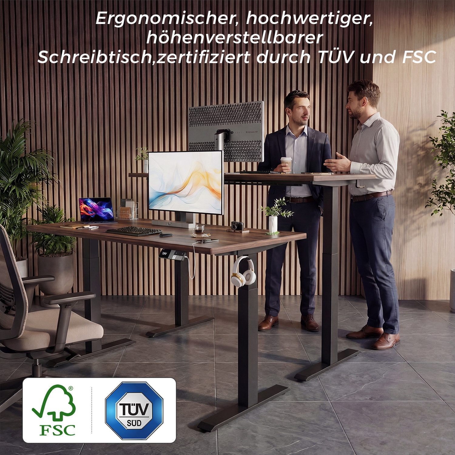 HOMALL Schreibtisch Höhenverstellbarer Schreibtisch elektrischer mit 2 Motoren (25 mm dicke, nahtlose, monolithische Tischplatten Keine gespleiBten Platten Vielsertig und hochwertig Erinnerung bei langerem Stehen, ostern geschenke)