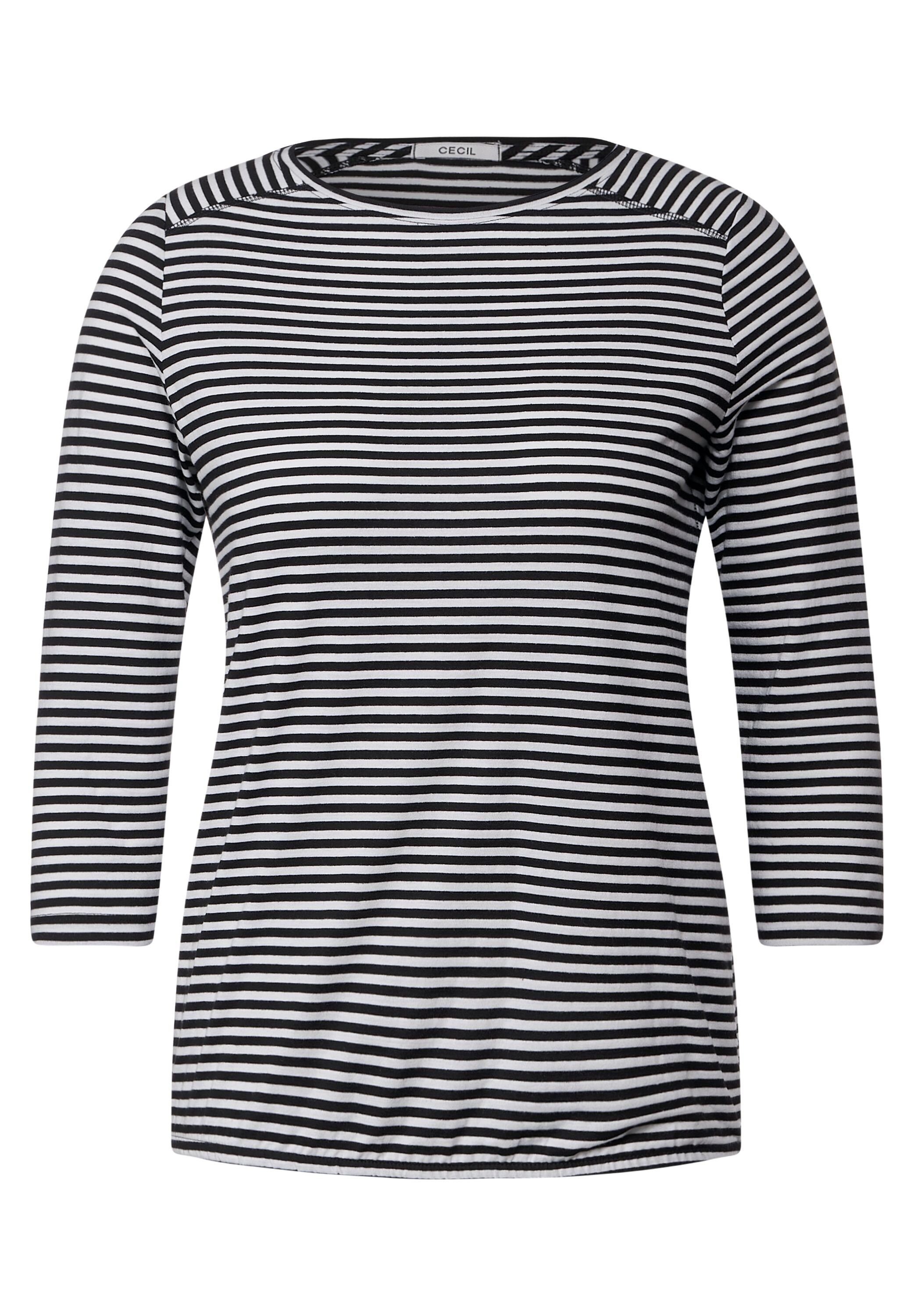 U-Boot-Ausschnitt 3/4-Arm-Shirt Cecil mit black