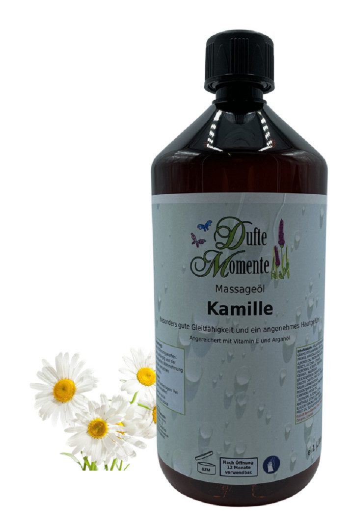 Dufte Momente Massageöl Kamille 250ml - 3 L, hochwertige Pflanzenöle als Basis, vegan und ohne Tierversuche