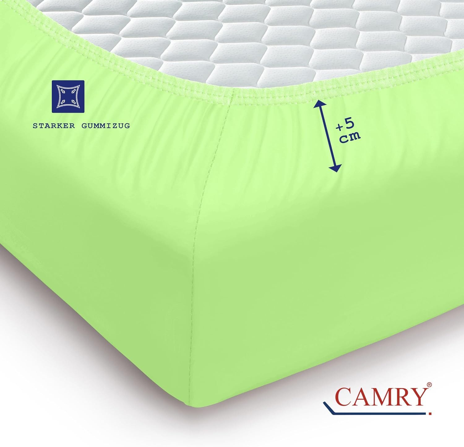 Camry Spannbettlaken CLASSIC Jersey 100% Baumwolle Spannbetttuch atmungsaktiv Gummizug, Jersey Baumwolle, Gummizug: rundum, 100% Baumwolle, alle Matratzenhöhen, – Bild 4 von 5
