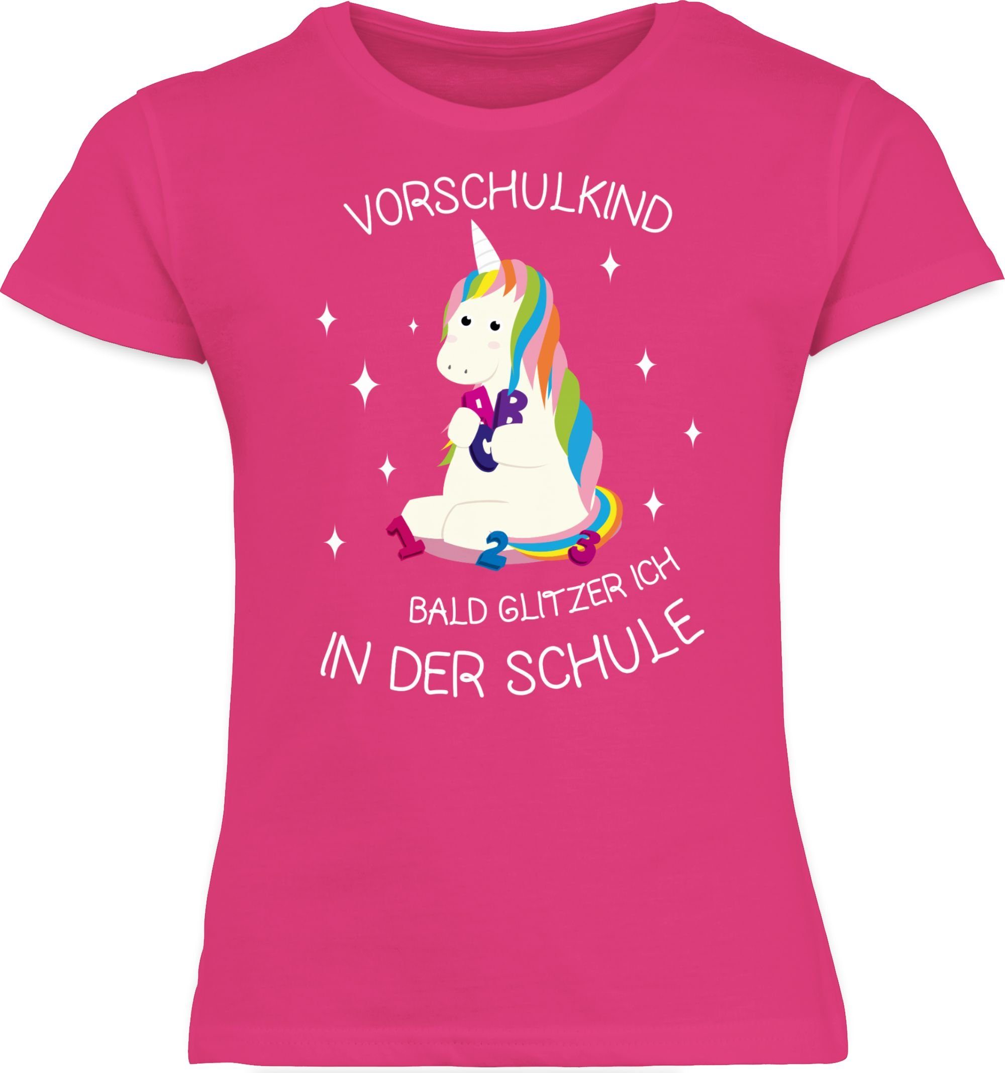 T-Shirt Fuchsia 1 Einschulung Einhorn Shirtracer Mädchen Vorschul-Kind