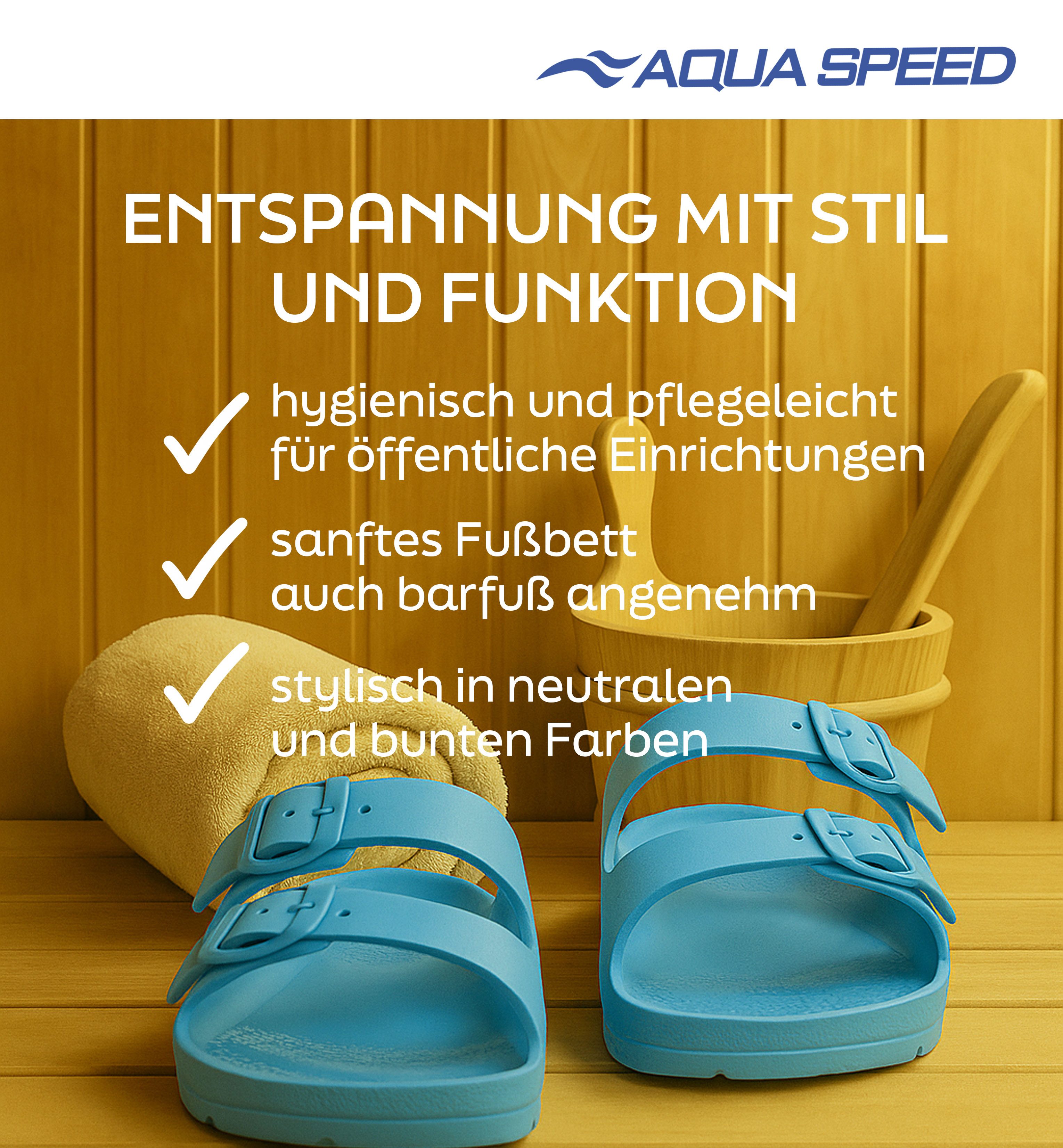 Aqua Speed Gr. 31 – leichte Kinder-Badesandalen + Handtuch im Set Badesandale (Strandgeeignete EVA-Sandalen – flexibel & angenehm zu tragen) Griffige EVA-Badelatschen – verstellbar & pflegeleicht