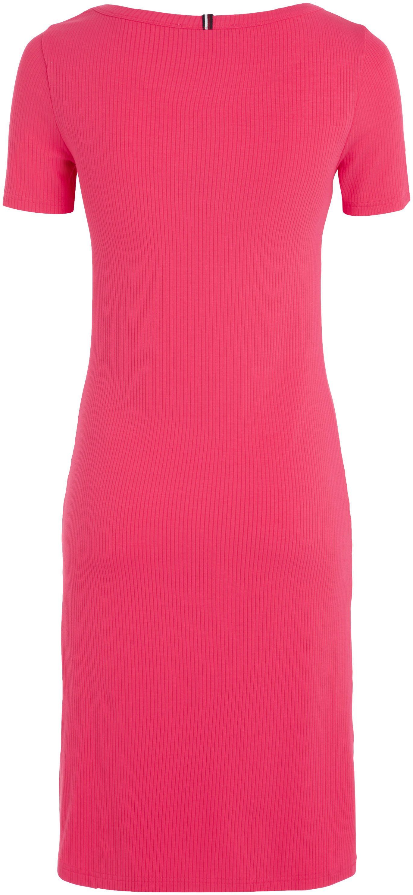 SS 5X2 Tommy RIB modischer Rippware KNEE Bright_Cerise_Pink in Hilfiger DRESS REG Jerseykleid