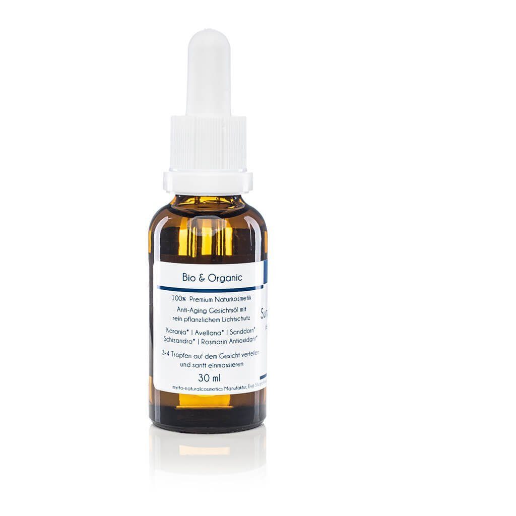 myrto Naturkosmetik Gesichtsöl myrto Protective Sunshine Day Oil S - mit pflanzlichem Lichtschutz, Bestbewertung bei Codecheck: 100% Grüner Ring