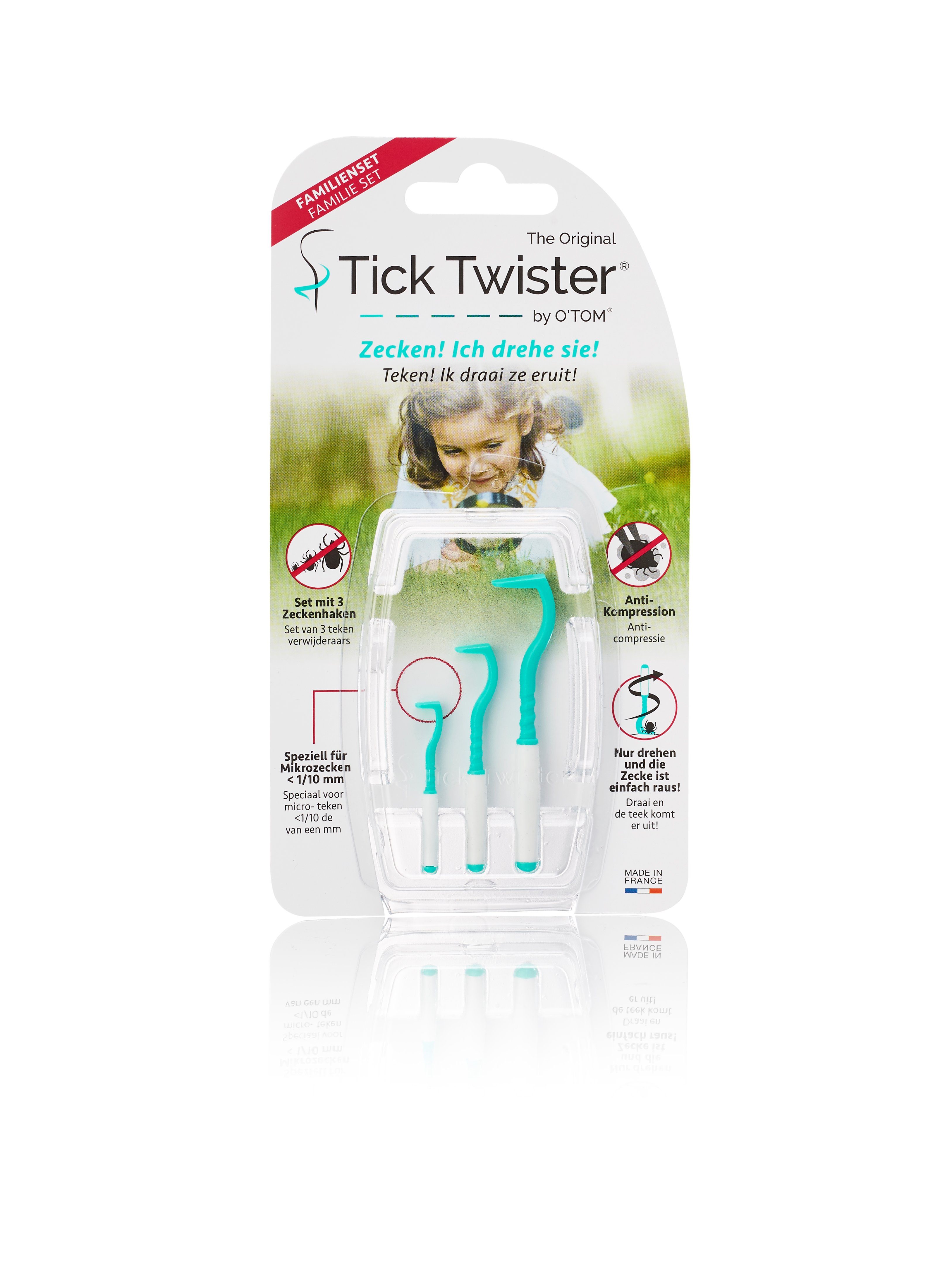 TickTwister Zeckenpinzette O´TOM Zeckenhaken, 3er mit Silikongriff Set