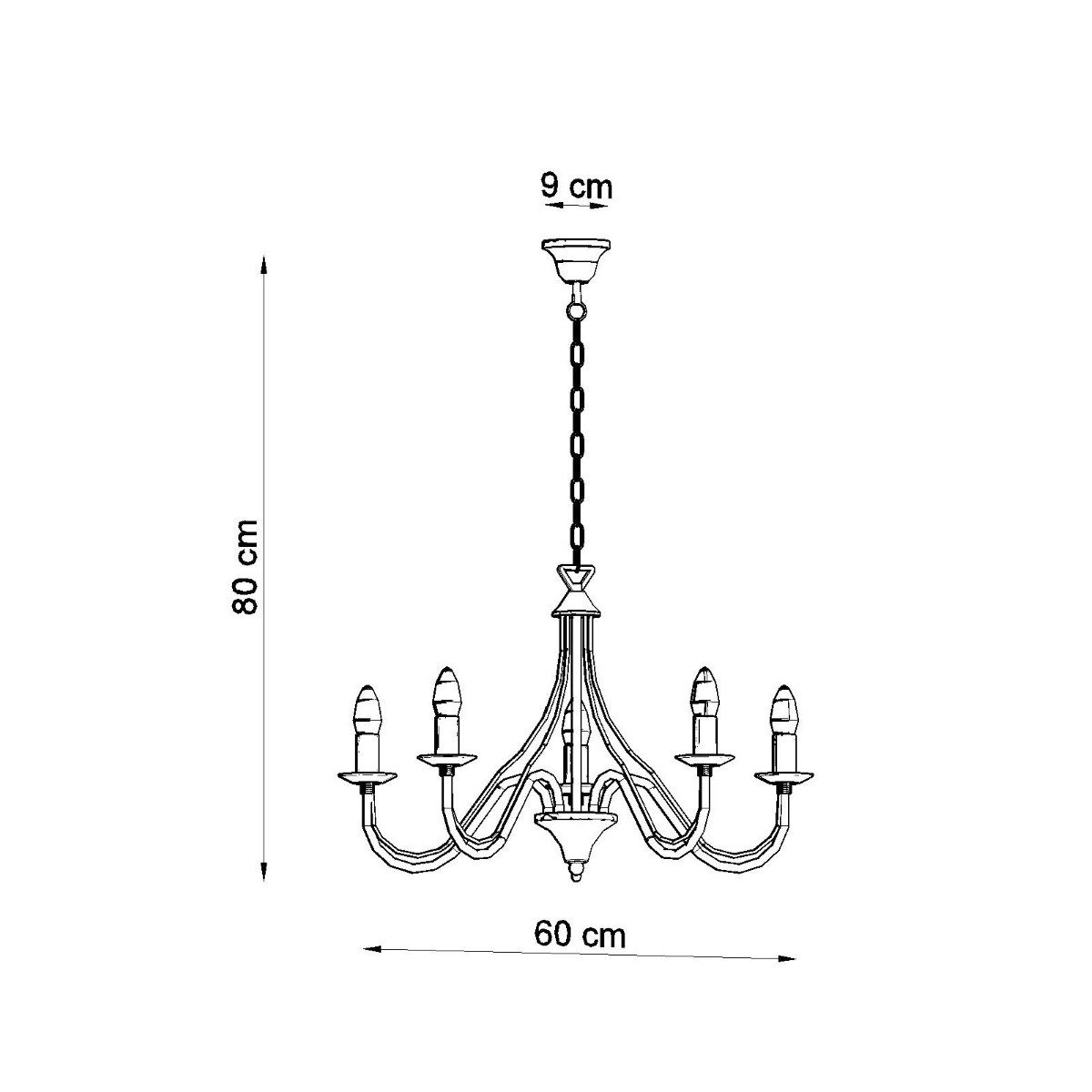SOLLUX lighting Kronleuchter Kronleuchter Minerwa 5 Schwarz, Nicht enthalten – Bild 4 von 5