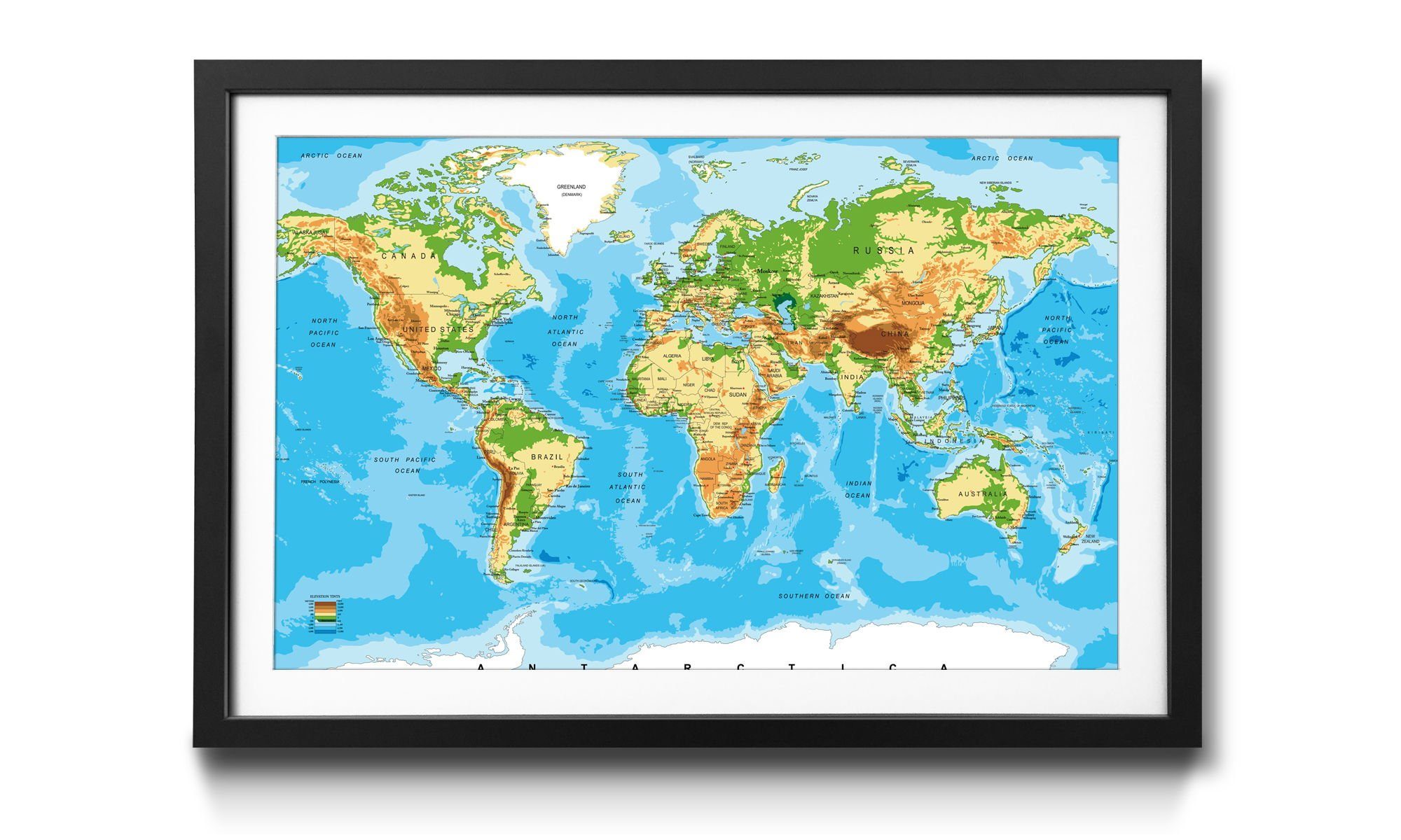 Weltkarte, Kunstdruck erhältlich Look, WandbilderXXL 4 New Worldmap Größen Wandbild, in