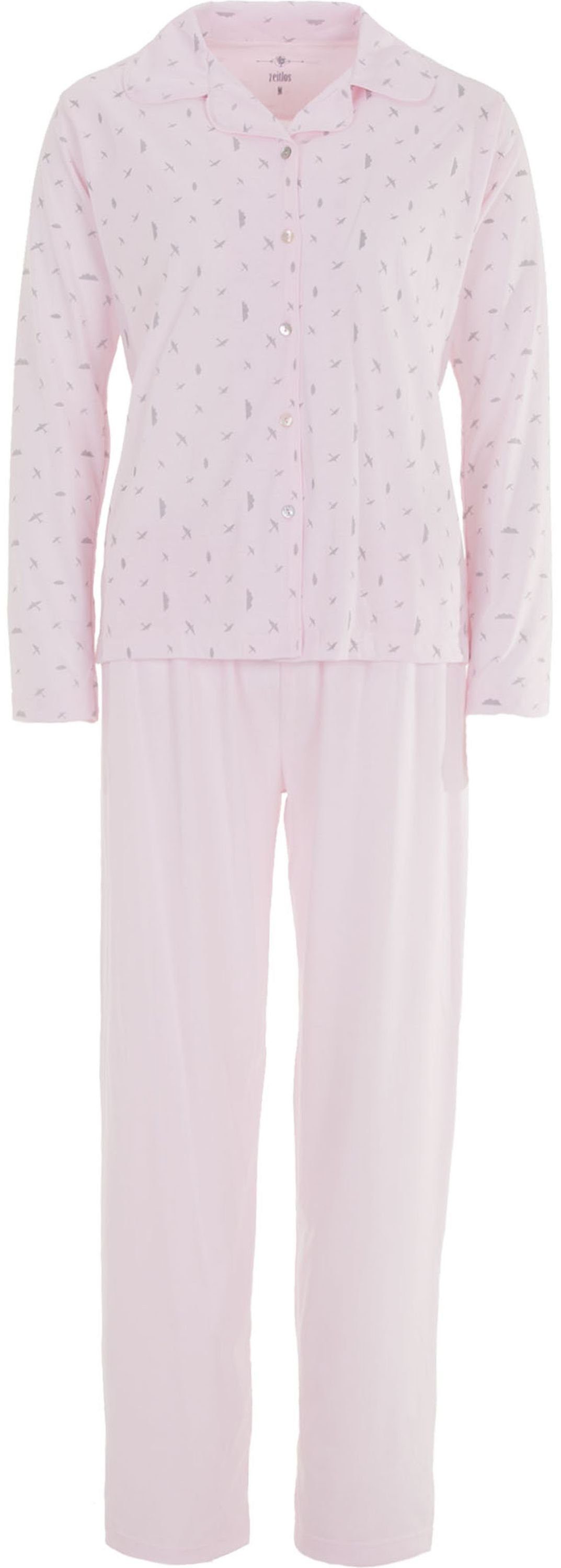 zeitlos Schlafanzug Pyjama Set Langarm - Schwalbe rosa