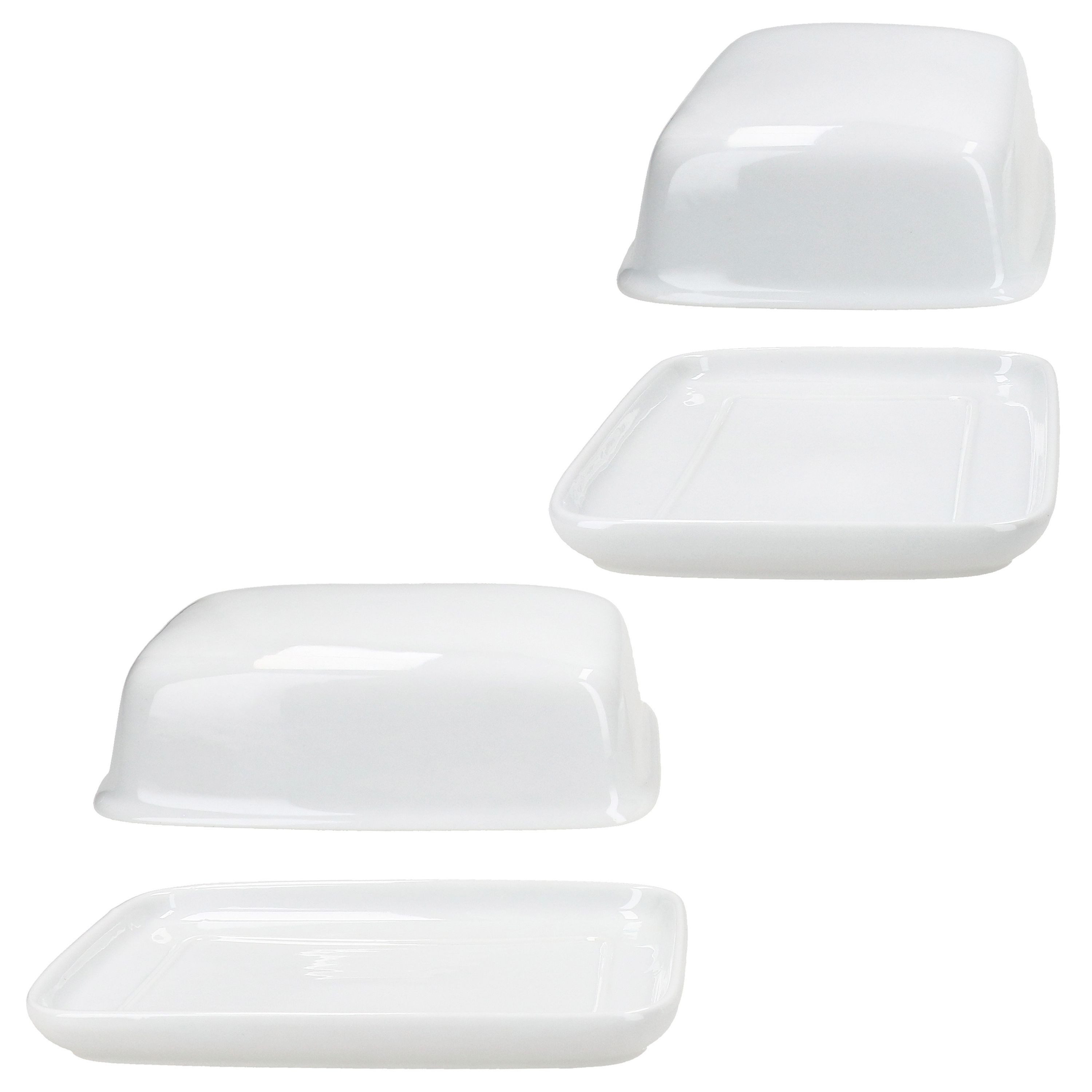 van Well Butterdose Van Well Avanti Butterdose mit Deckel weiß für 250g Butter-Schale, Porzellan
