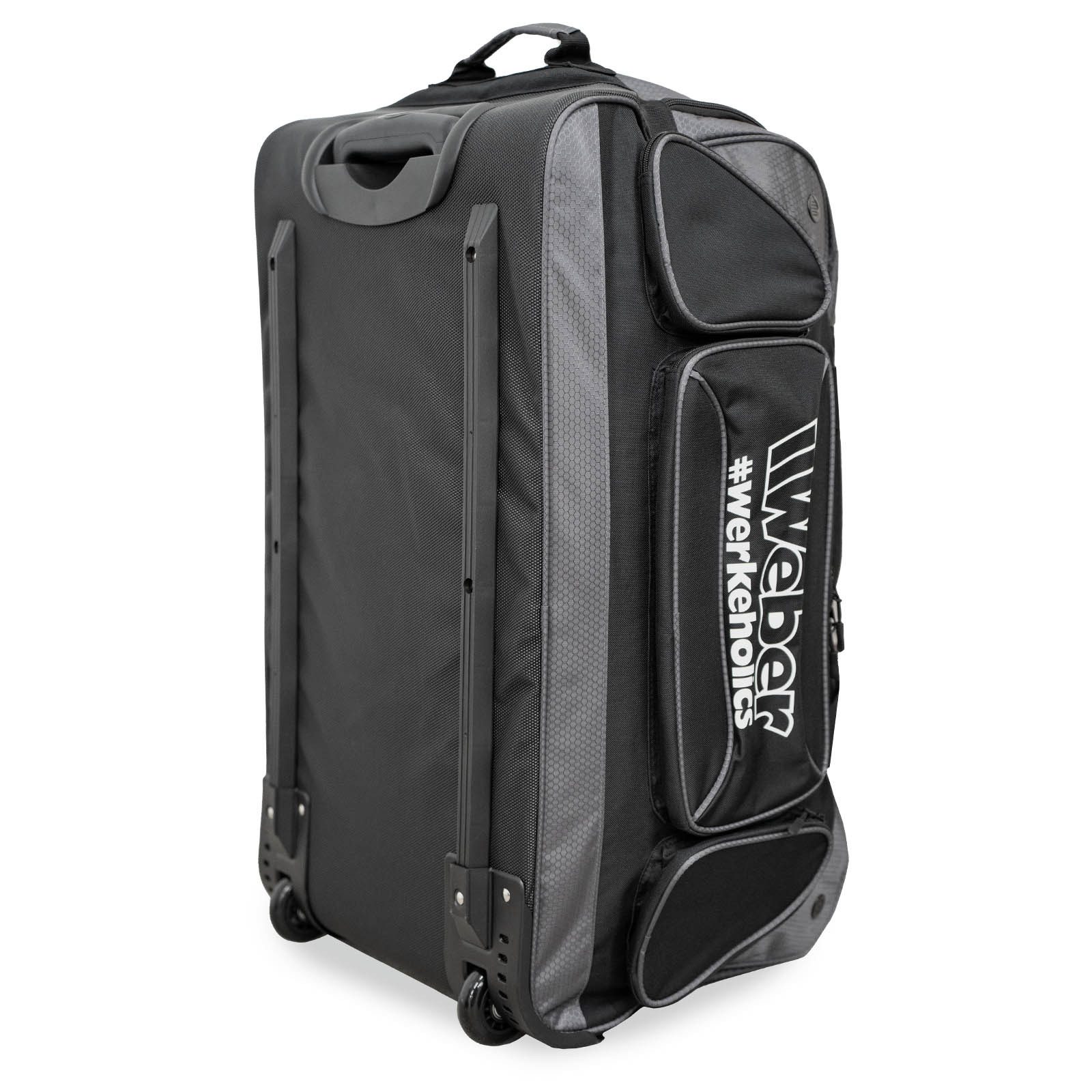 Weber GmbH Reisetasche Weber #Werkeholics Reisetasche mit Rollen schwarz, 100L, großen Seitentasche für Schuhe oder Helm, ausziehbarer Griff
