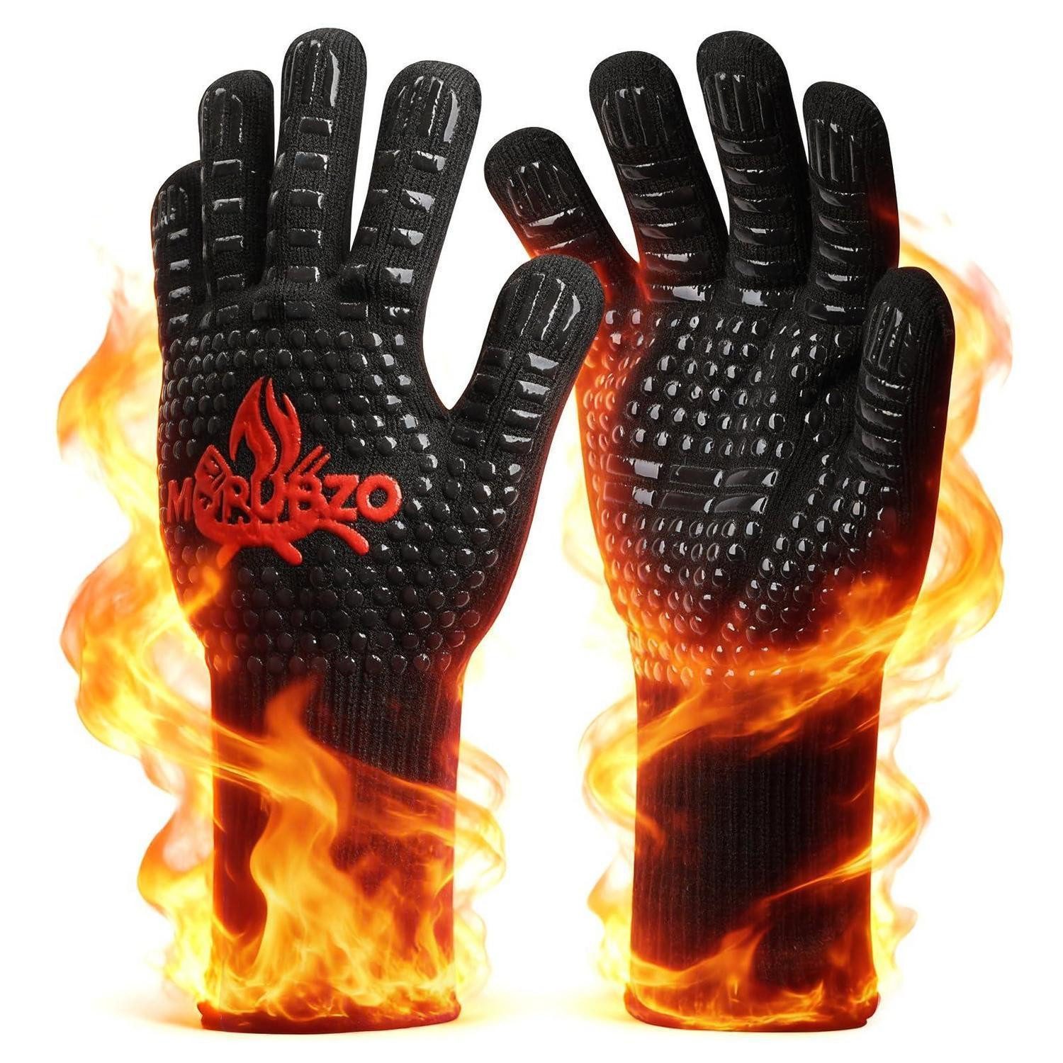 LuxusKollektion Grillhandschuhe Grillhandschuhe hitzebeständig 800°C Schwarz