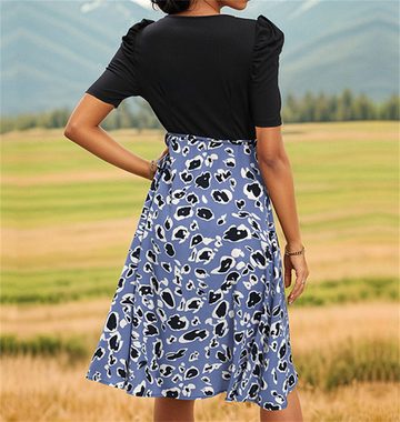 AFAZ New Trading UG Sommerrock Elegantes Kleid mit V-Ausschnitt und langem Wickelrock