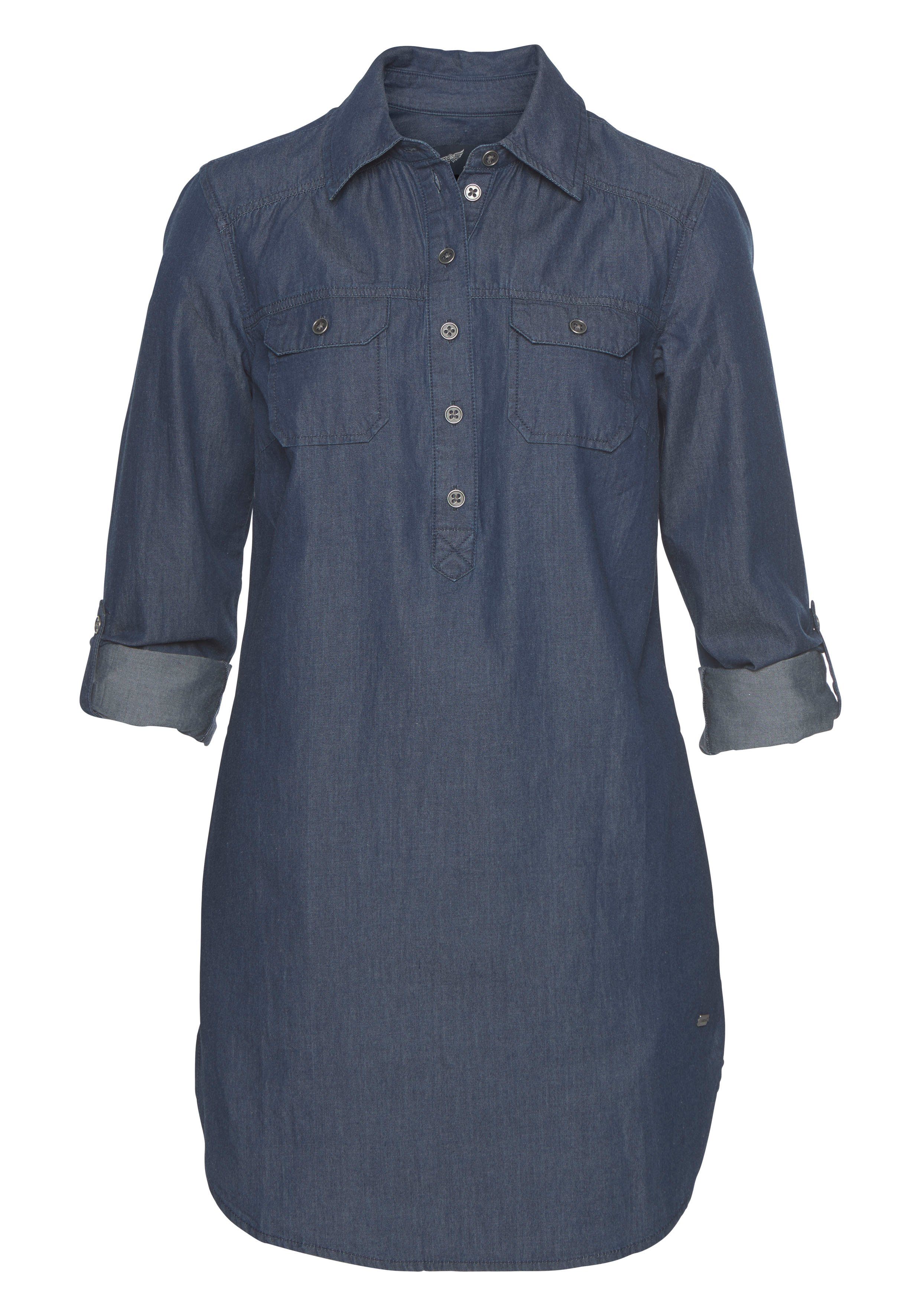 Arizona Jeansbluse Krempelärmel mit Riegel im Tunikastil