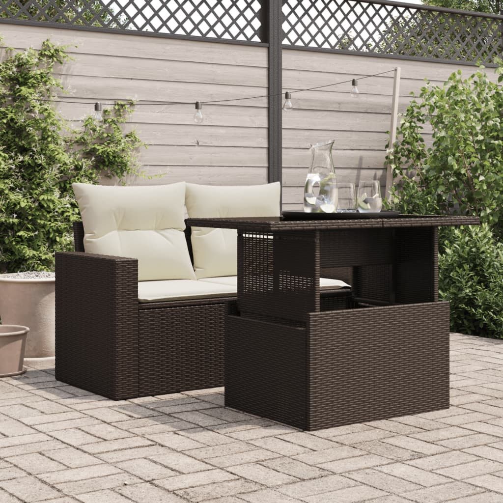 vidaXL Gartentisch Gartentisch mit Glasplatte Braun günstig online kaufen