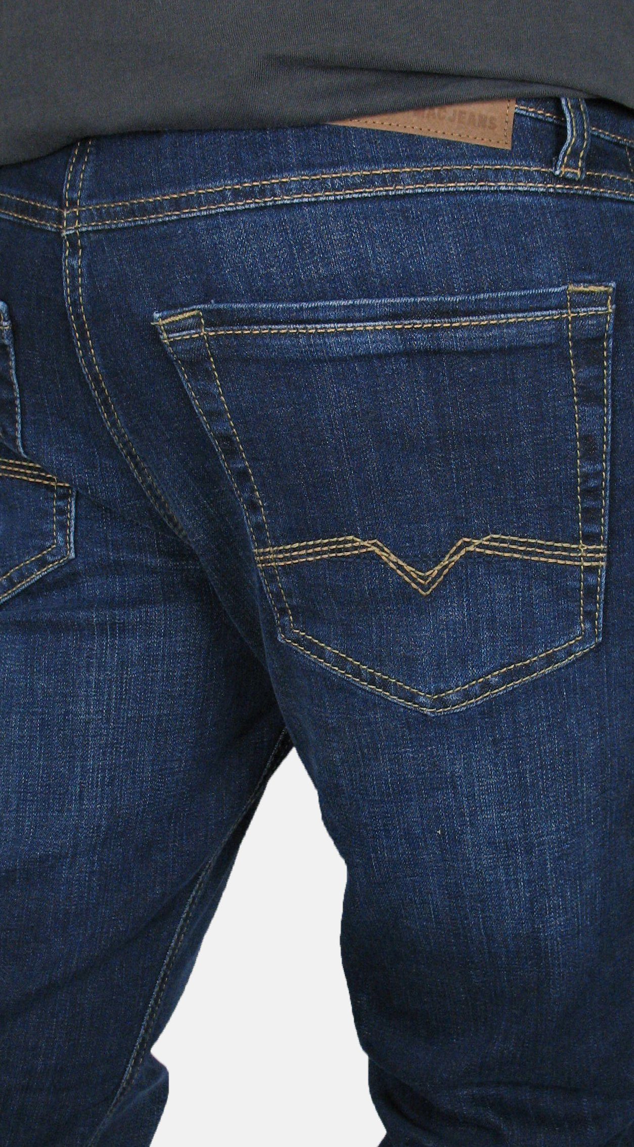Dark 5-Pocket-Jeans Used Navy H616 Pipe Stretch-Denim MAC Arne