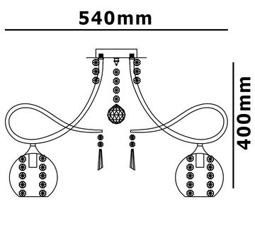 Lewima Deckenleuchte Charmant Ø54cm Kristall Kronleuchter Glas Schirmchen Deckenlampe, Led wechselbar Lichtfarbe und Stärke beliebig, Starterkit 5x G9 in Warmweiß, 5 Arm Glitzernd Hängeleuchte Hängelampe dimmbar