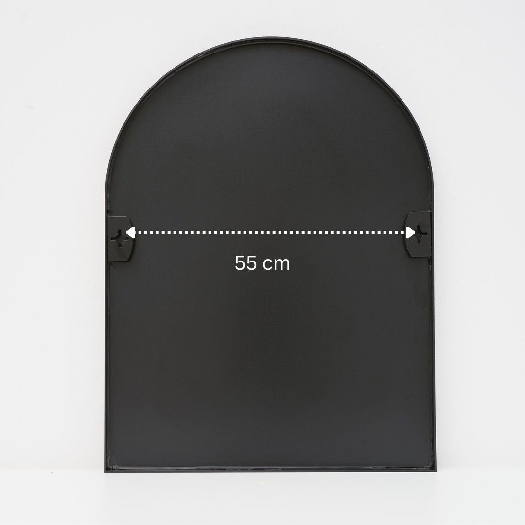 Schminkspiegel (schwarz, | inklusive und Dübel), Wandspiegel Bogenform Schrauben Flurspiegel schwarz schwarz Metallrahmen Spiegel Terra 60x80 Home Badezimmerspiegel