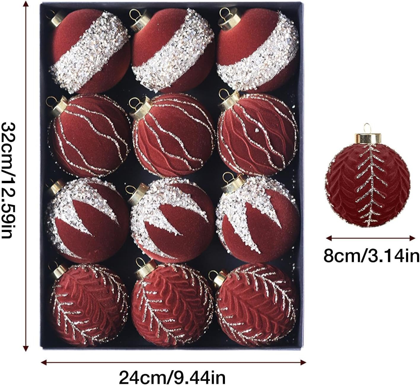 Coonoor Weihnachtsbaumkugel 12 Stück Christbaumkugeln, 8cm Weihnachtskugel, Christbaumschmuck, Weihnachtsbaumschmuck,deko Weihnachten – Bild 2 von 5