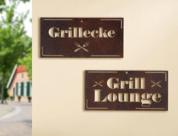 GILDE Wandbild, Grillen, Tolles ausgestanztes Griller Wandrelief Metallschild Modell GRI