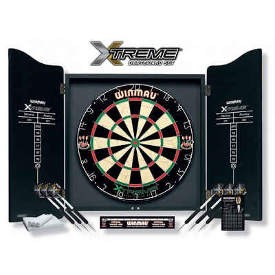 Winmau Dartscheibe Dartboard/Cabinet-Set Xtreme inkl. Zub., (Spar-Set, mit Dartboard und Cabinet), schwarzes Cabinet mit Holzmaserung