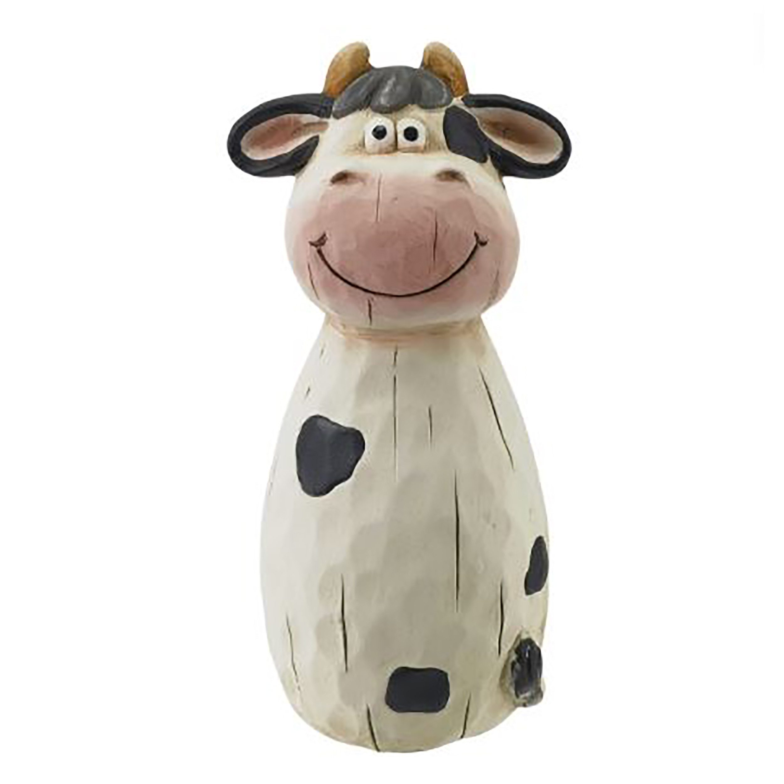Annastore Dekofigur Zaunfigur Kuh aus Terracotta - Zaunhocker - Tierfigur für Zaun, Garten Deko, Outdoor Dekoration