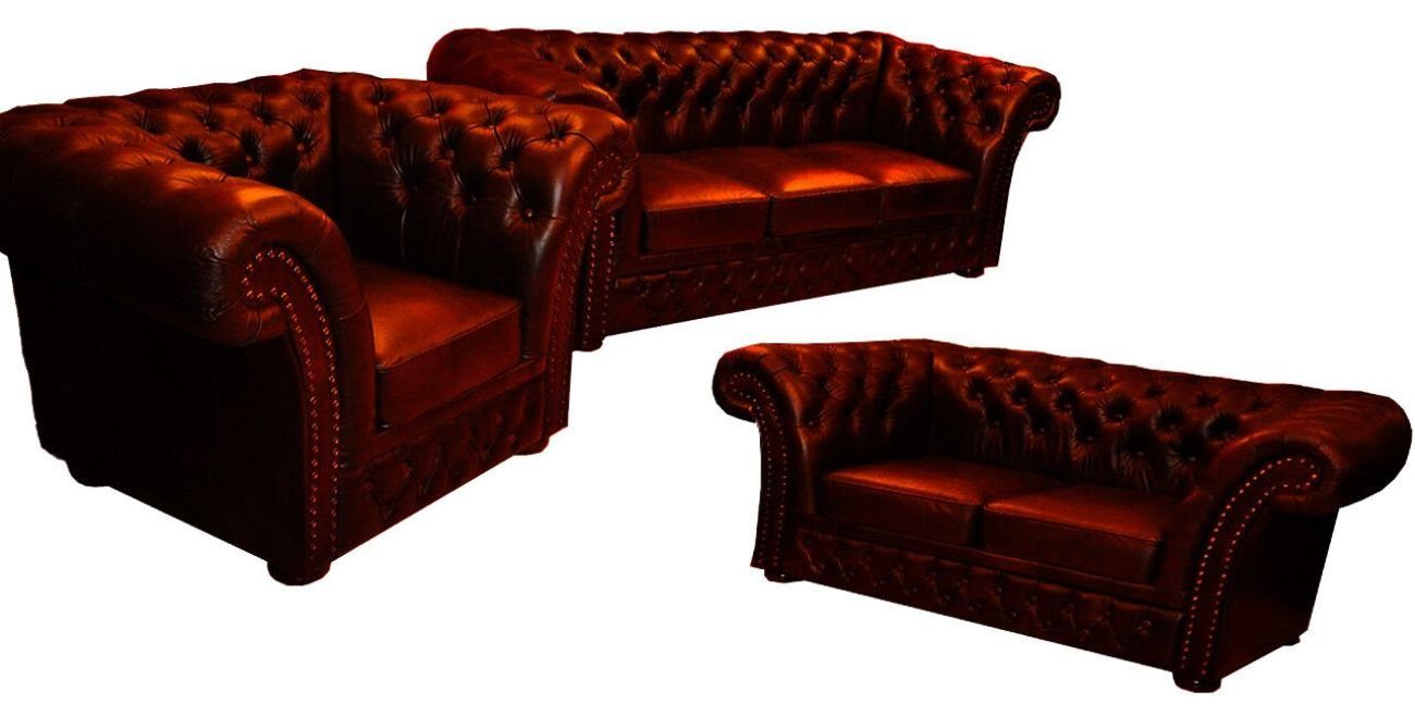 JVmoebel Chesterfield-Sofa Chesterfield Sofa Polster Sofagarnitur 3+2+1 Klassische Sitz Garnitur, 3 Teile, 3+2+1 Sitzer Garnitur Sofa Couch