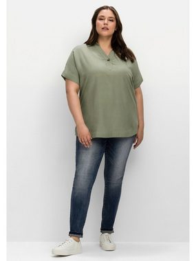 Sheego Tunika Große Größen mit Hemdkragen und V-Ausschnitt