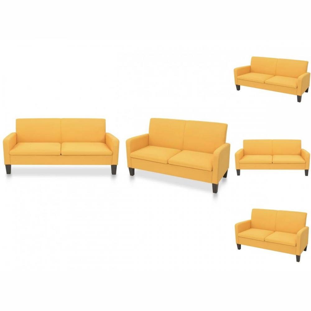 vidaXL Sofa 2-tlg Sofagarnitur Stoff Gelb Couch-Garnitur