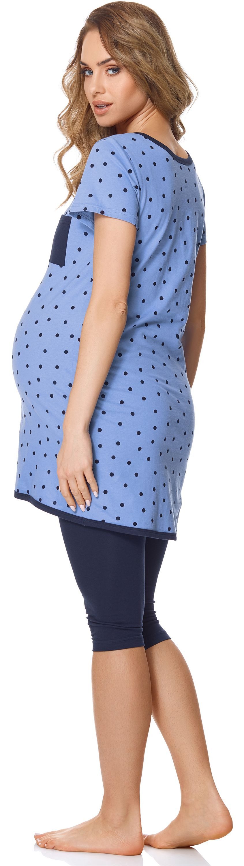 Bellivalini Umstandspyjama Damen Umstands Pyjama mit Stillfunktion BLV50-126 mit Brusttasche – Bild 2 von 5