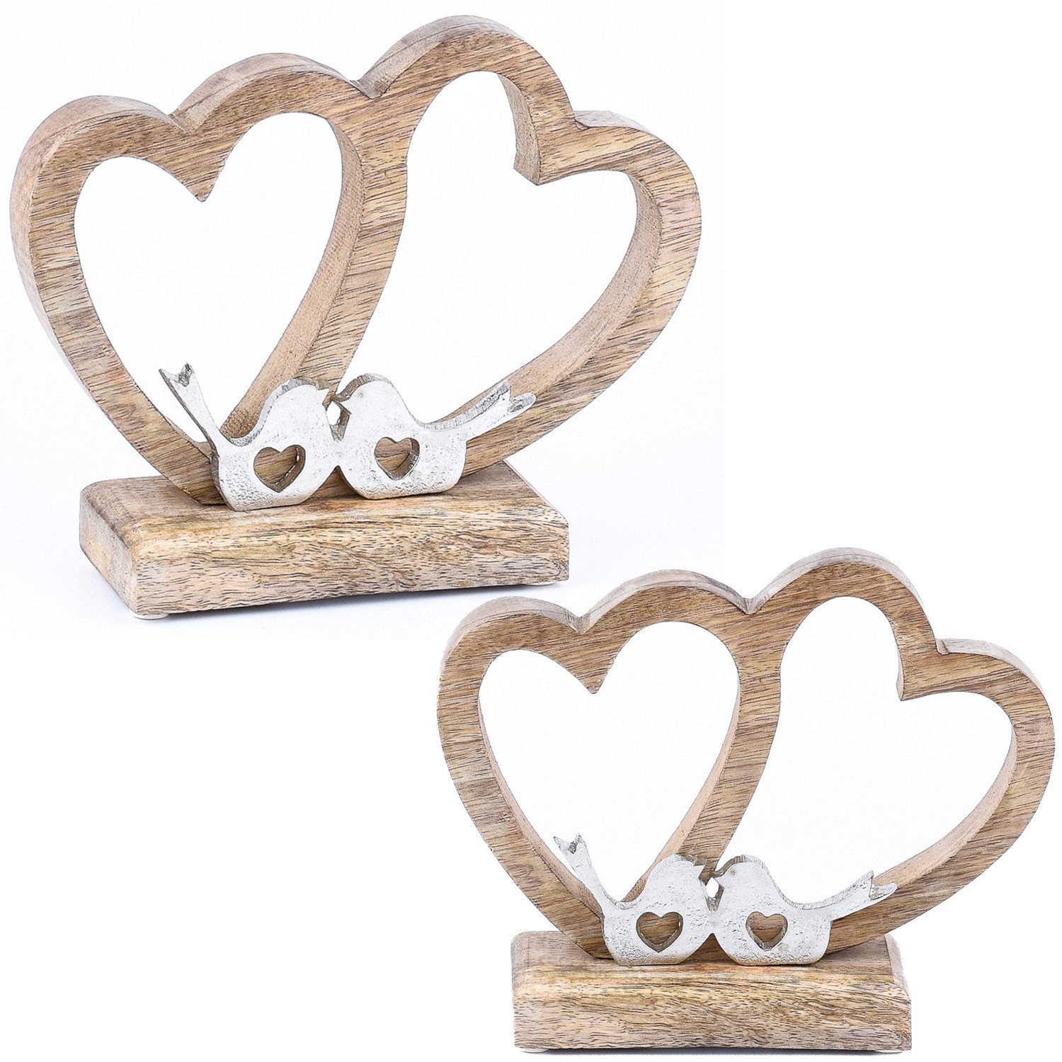 Marrakesch Orient & Mediterran Interior Dekoobjekt 2er Set Dekoaufsteller Dekoobjekt Silber Tischdeko Herz Amour -2-, Handarbeit