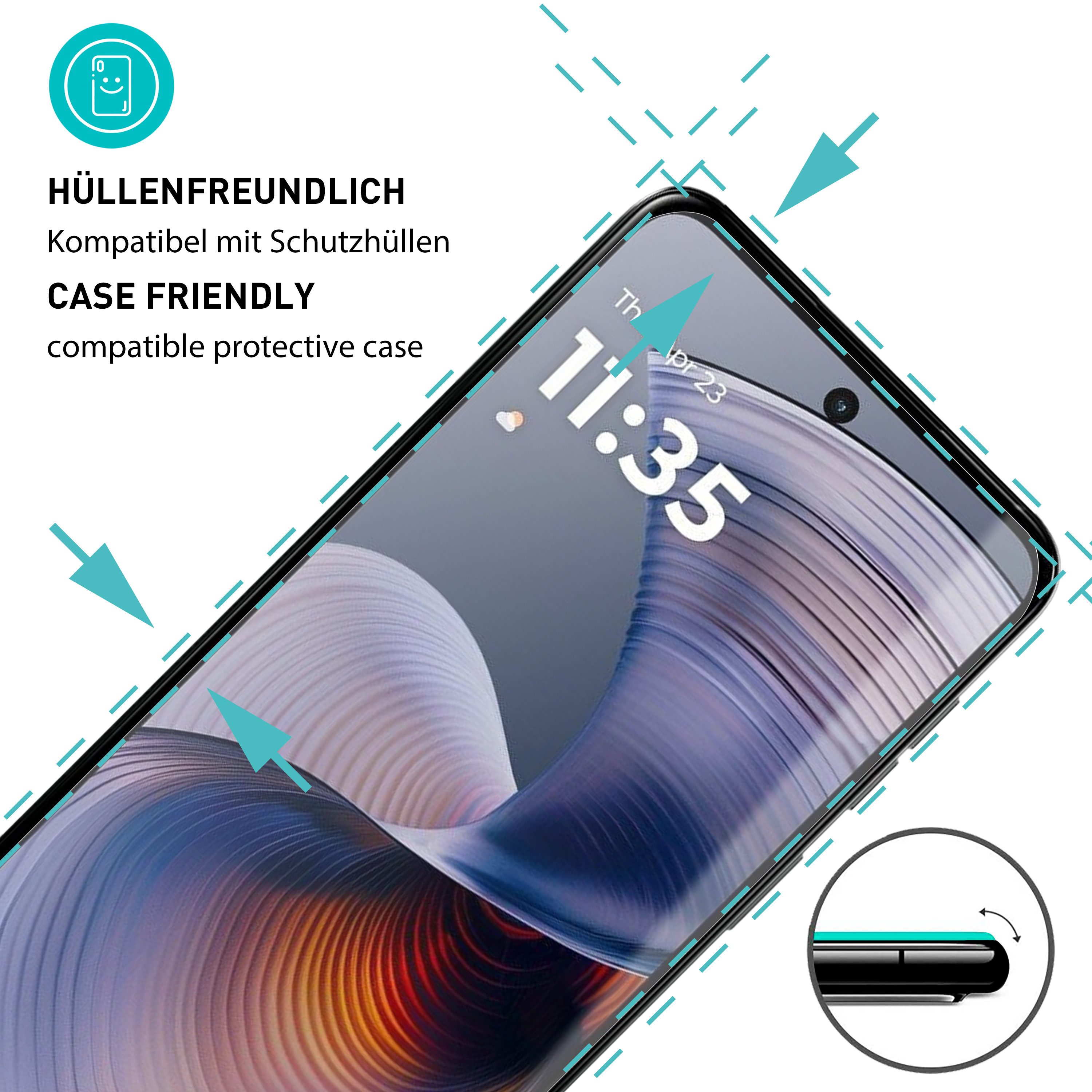 smartect Displayschutzglas 3X Schutzglas Panzerfolie Klar für Motorola Moto G55 5G für Motorola Moto G55 5G, Set, 3 Stück, 0.3 mm Ultra-klar, 9H Härte, Kratzfes – Bild 2 von 5