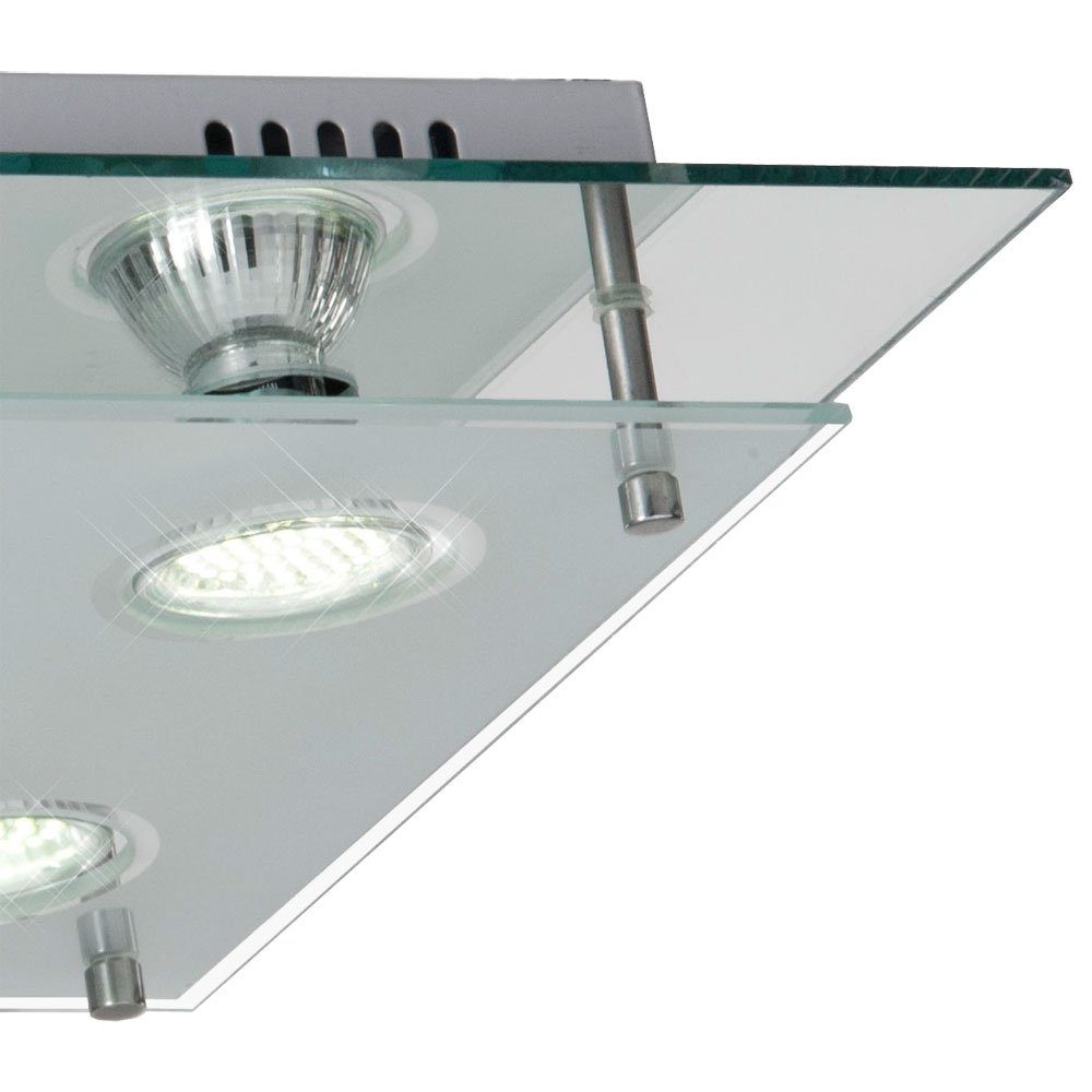 etc-shop LED Design Warmweiß, satiniert Leuchte Glas Deckenleuchte fest Chrom weiß LED LED-Leuchtmittel verbaut, Watt 12 Deckenleuchte