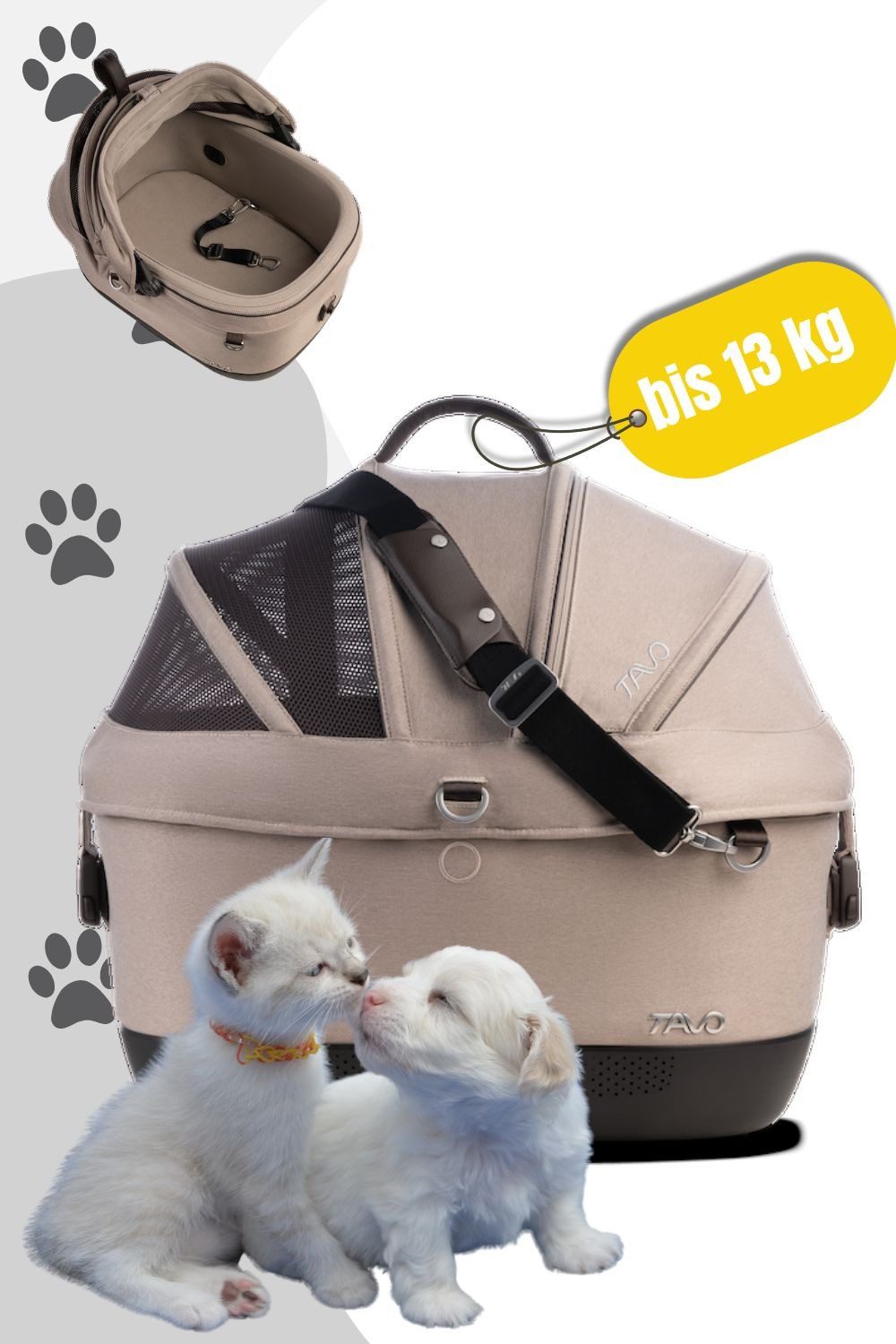 Tavo Hunde-Transportbox Pets Maeve™ iso5X Wind Haustier-Autositz Small