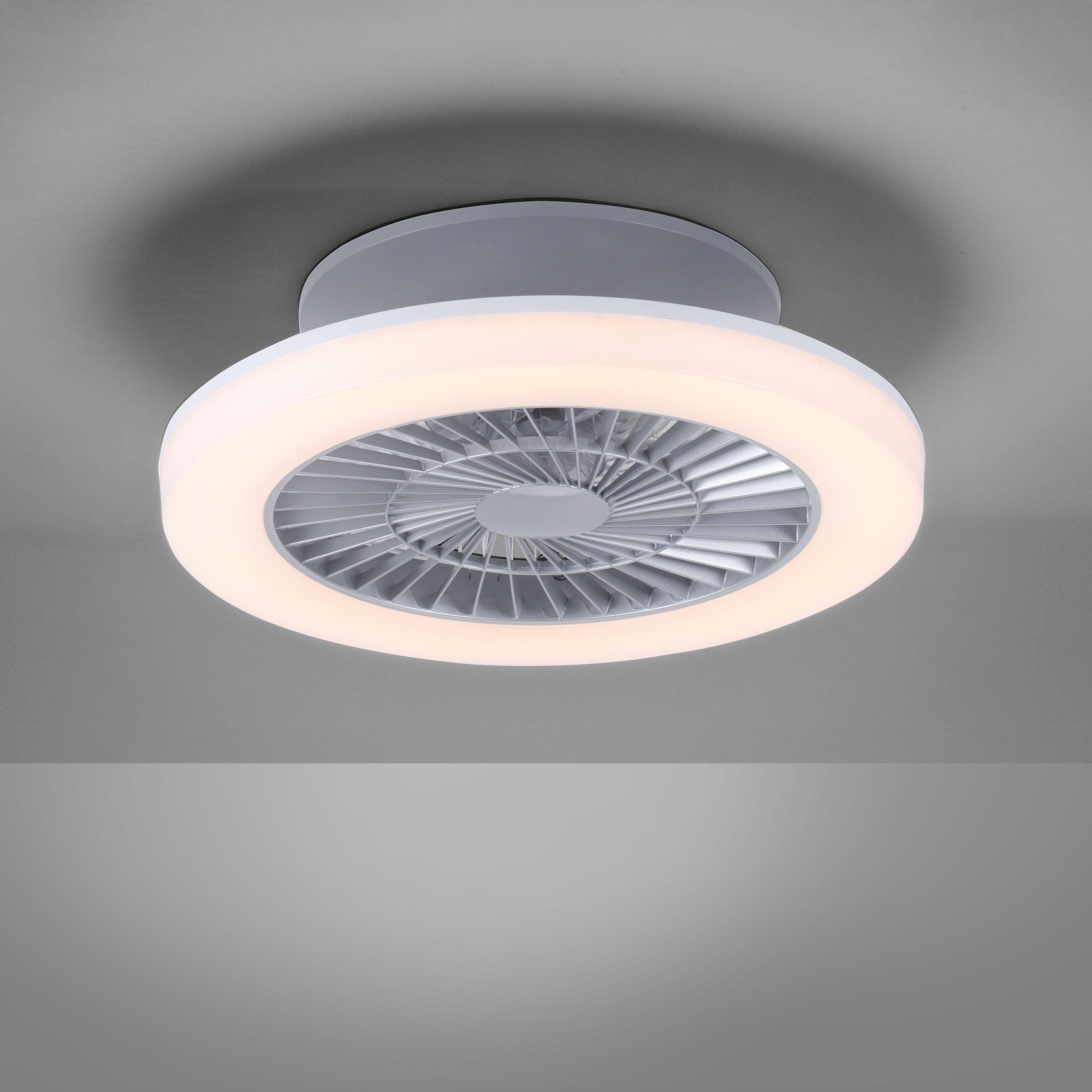 Leuchten Direkt LED Deckenleuchte Ventilatorfunktion, LED Warmweiß, Serienschalter integriert, Ventilatorfunktion, LEONARD, fest